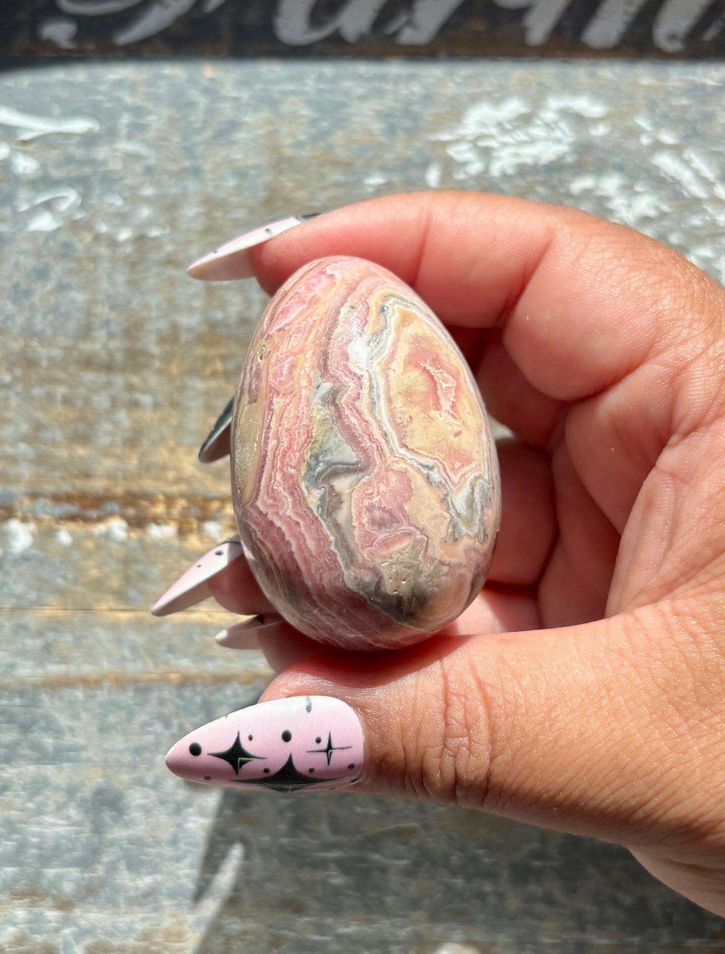 Gorgeous Rhodochrosite Hand Carved Egg from Argentina