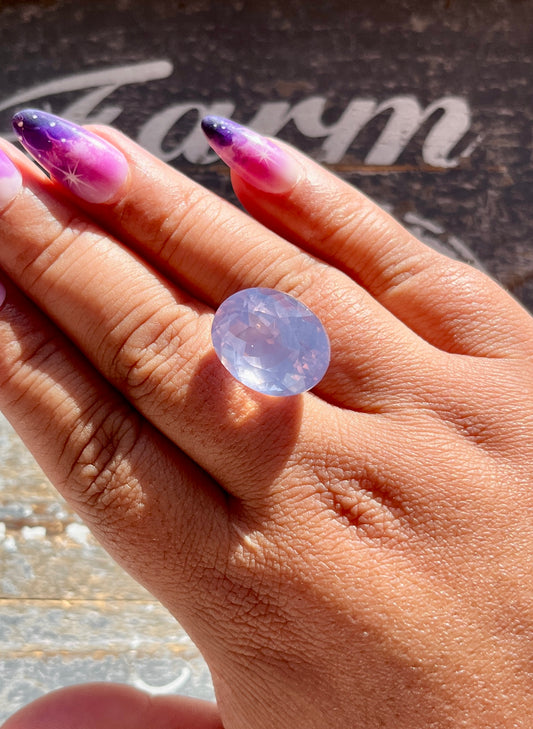 Gorgeous Lavender Moon Quartz Hand Carved Faceted Gem from Brazil