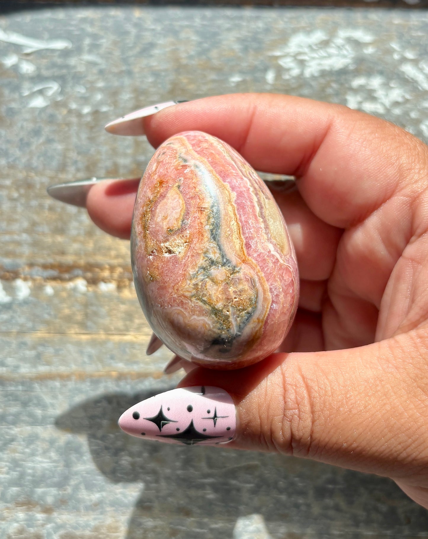 Gorgeous Rhodochrosite Hand Carved Egg from Argentina