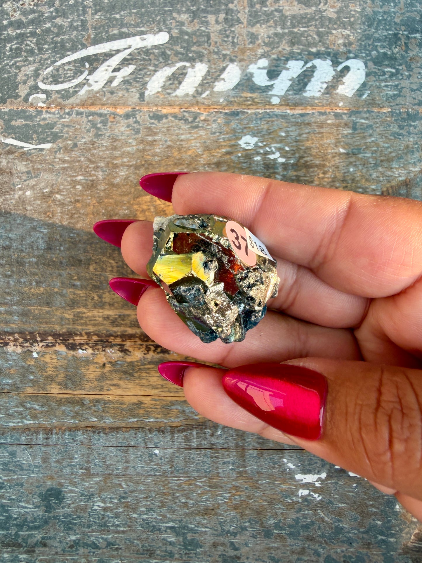 Gorgeous Cubic Pyrite with Natural Rainbow Iridescence from Indonesia | Opt 37