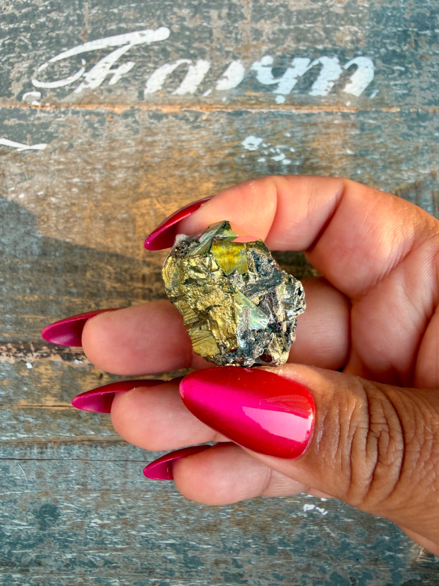 Gorgeous Cubic Pyrite with Natural Rainbow Iridescence from Indonesia | Opt 37
