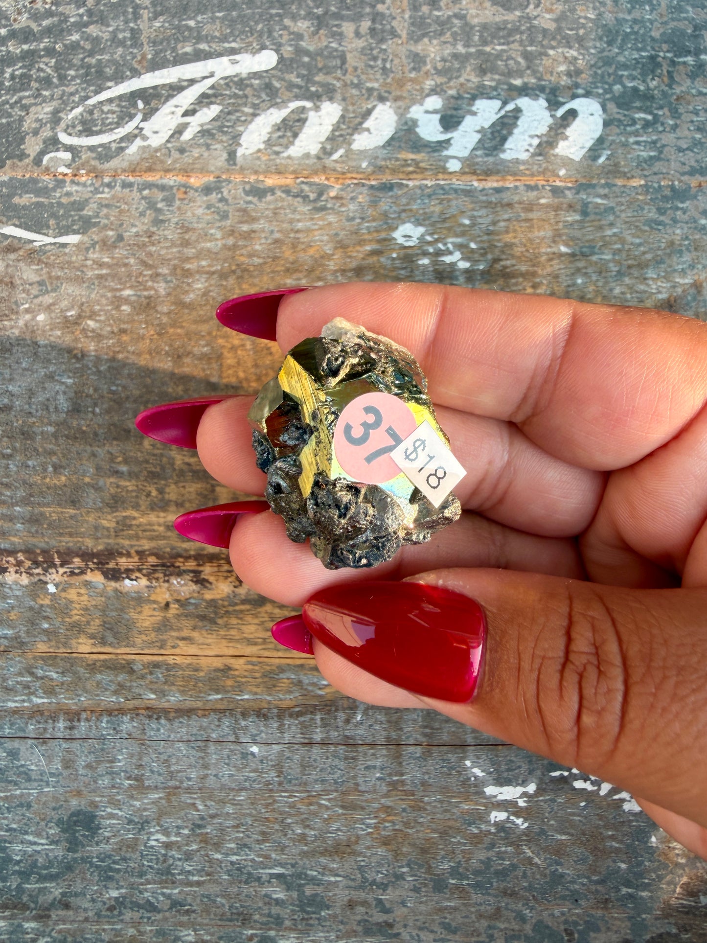 Gorgeous Cubic Pyrite with Natural Rainbow Iridescence from Indonesia | Opt 37