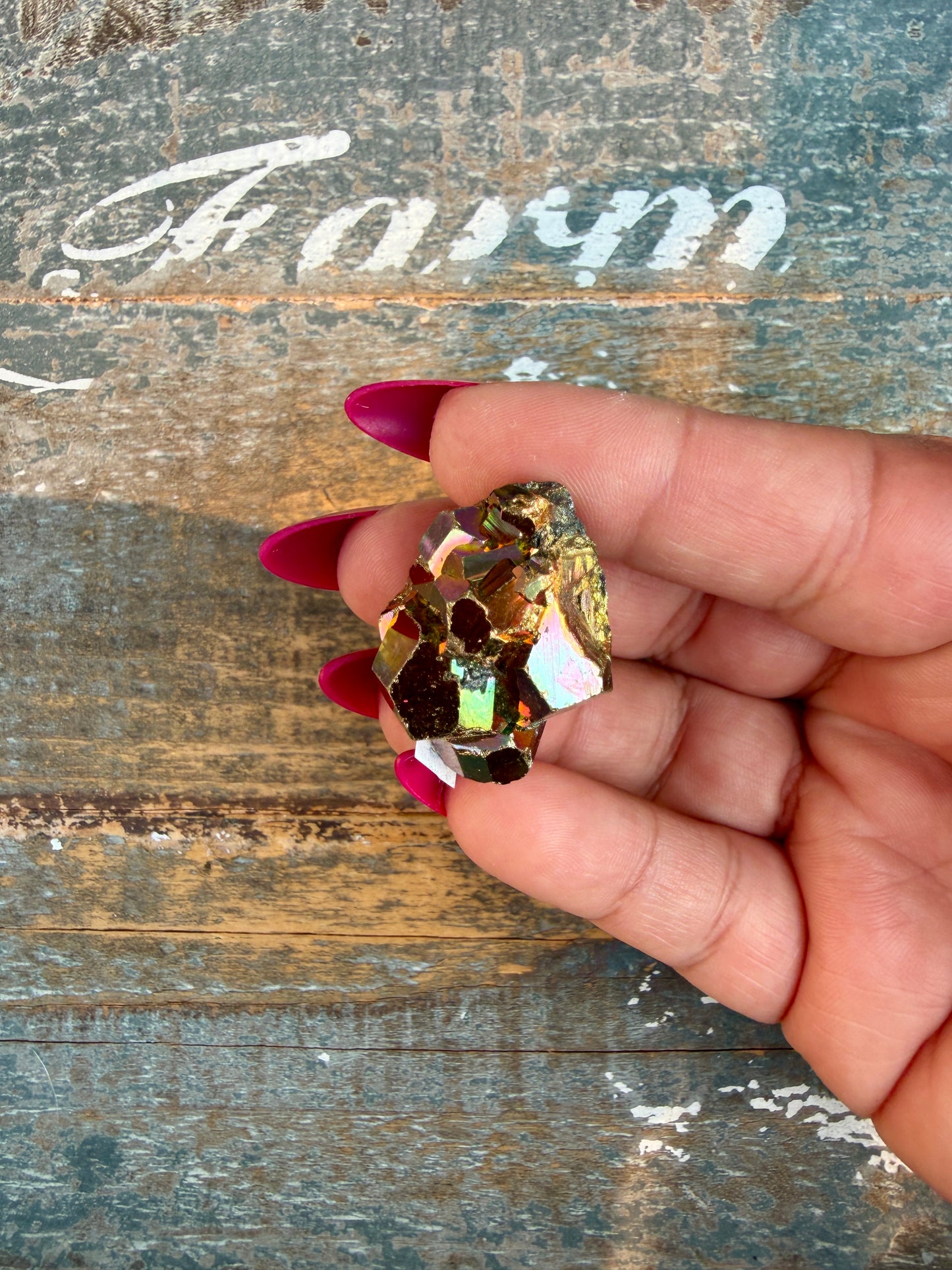 Gorgeous Cubic Pyrite with Natural Rainbow Iridescence from Indonesia | Opt 44