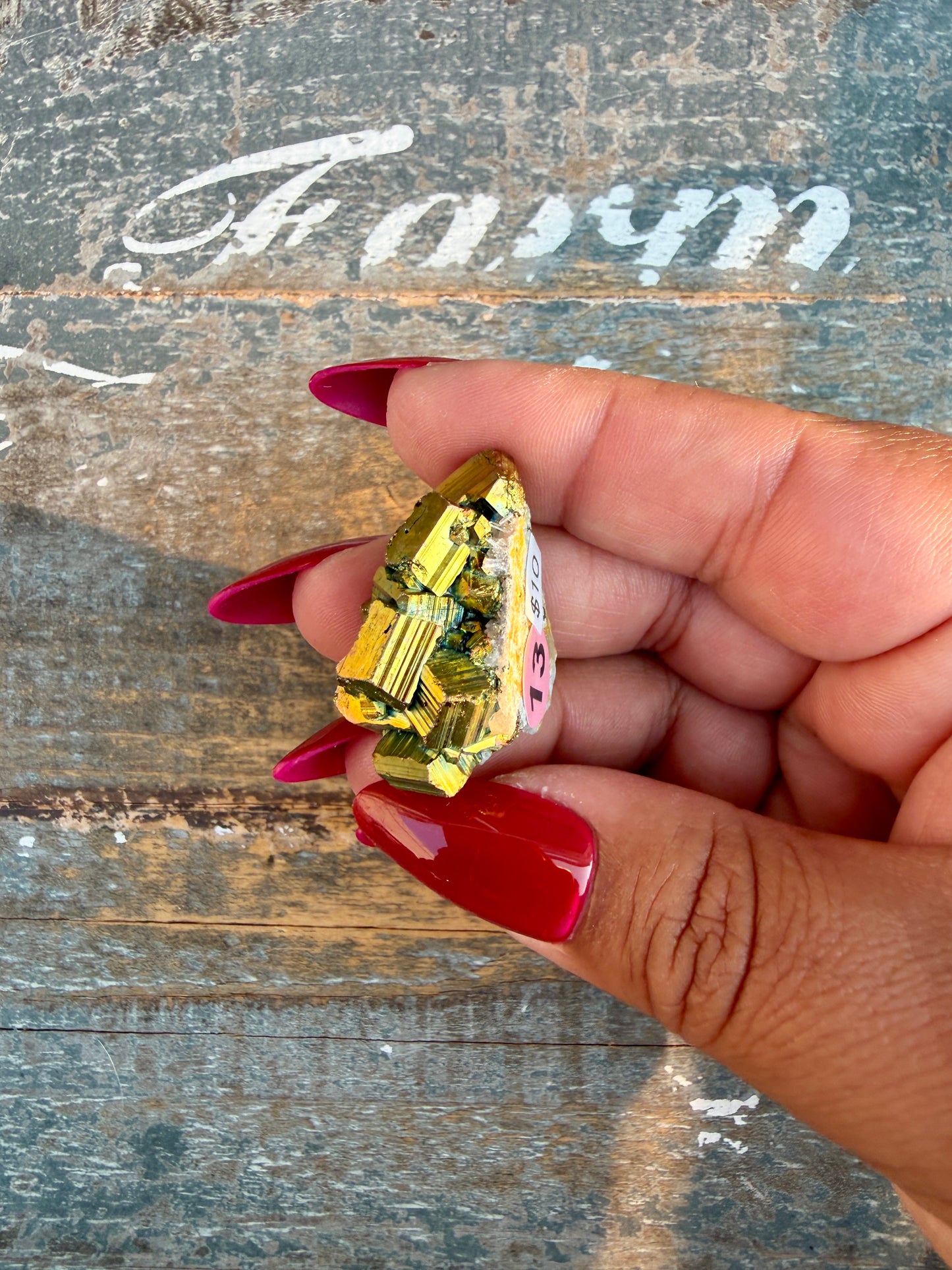 Gorgeous Cubic Pyrite with Natural Rainbow Iridescence from Indonesia | Opt 13