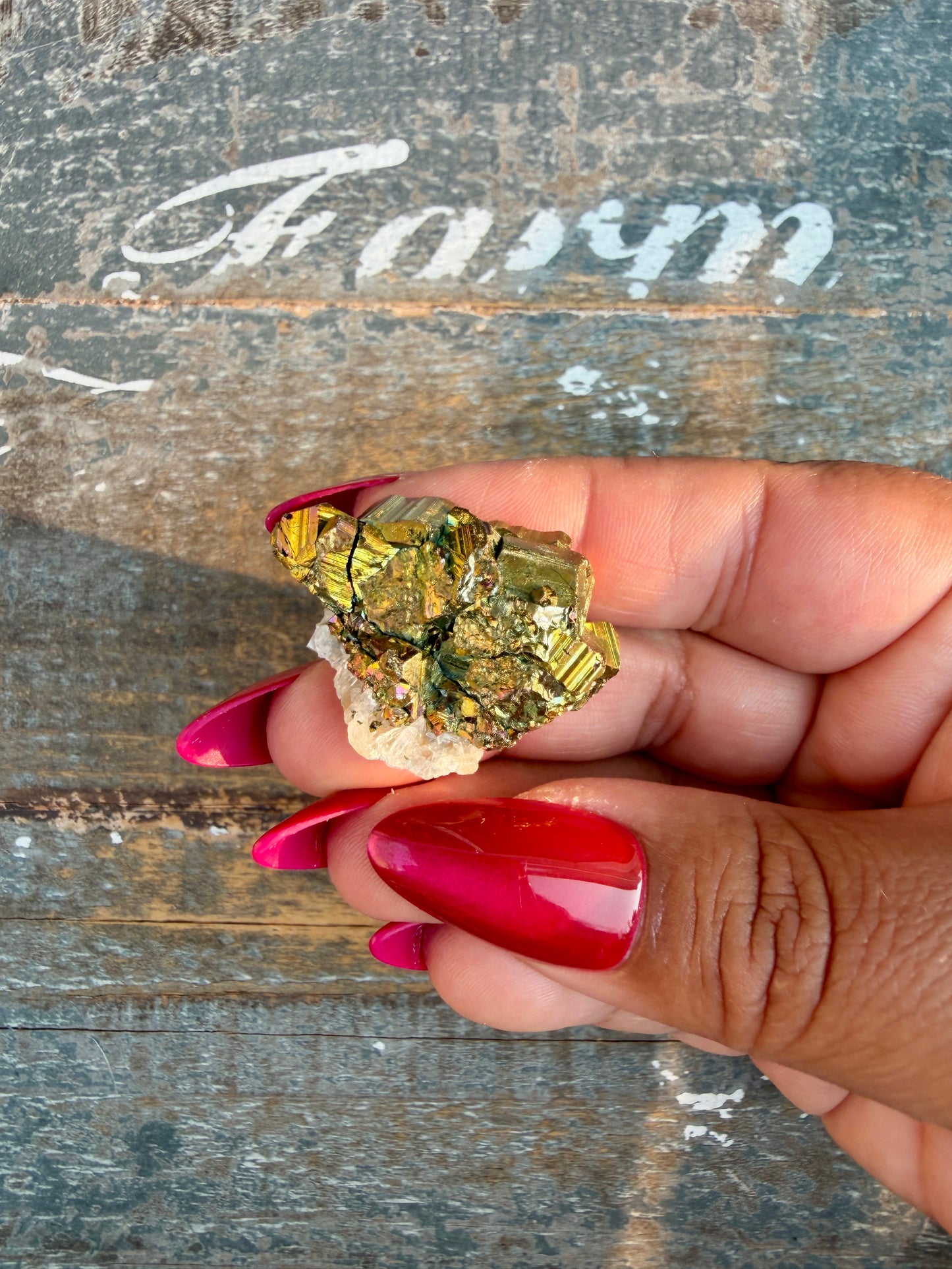 Gorgeous Cubic Pyrite with Natural Rainbow Iridescence from Indonesia | Opt 13