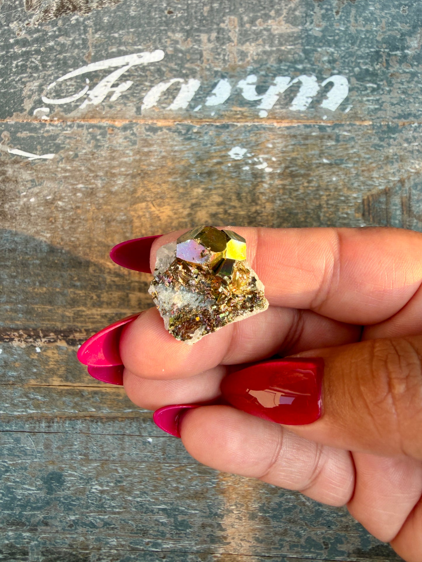 Gorgeous Cubic Pyrite with Natural Rainbow Iridescence from Indonesia | Opt 41
