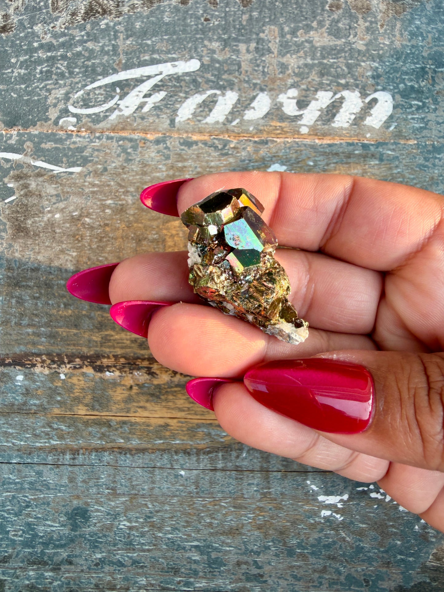 Gorgeous Cubic Pyrite with Natural Rainbow Iridescence from Indonesia | Opt 25