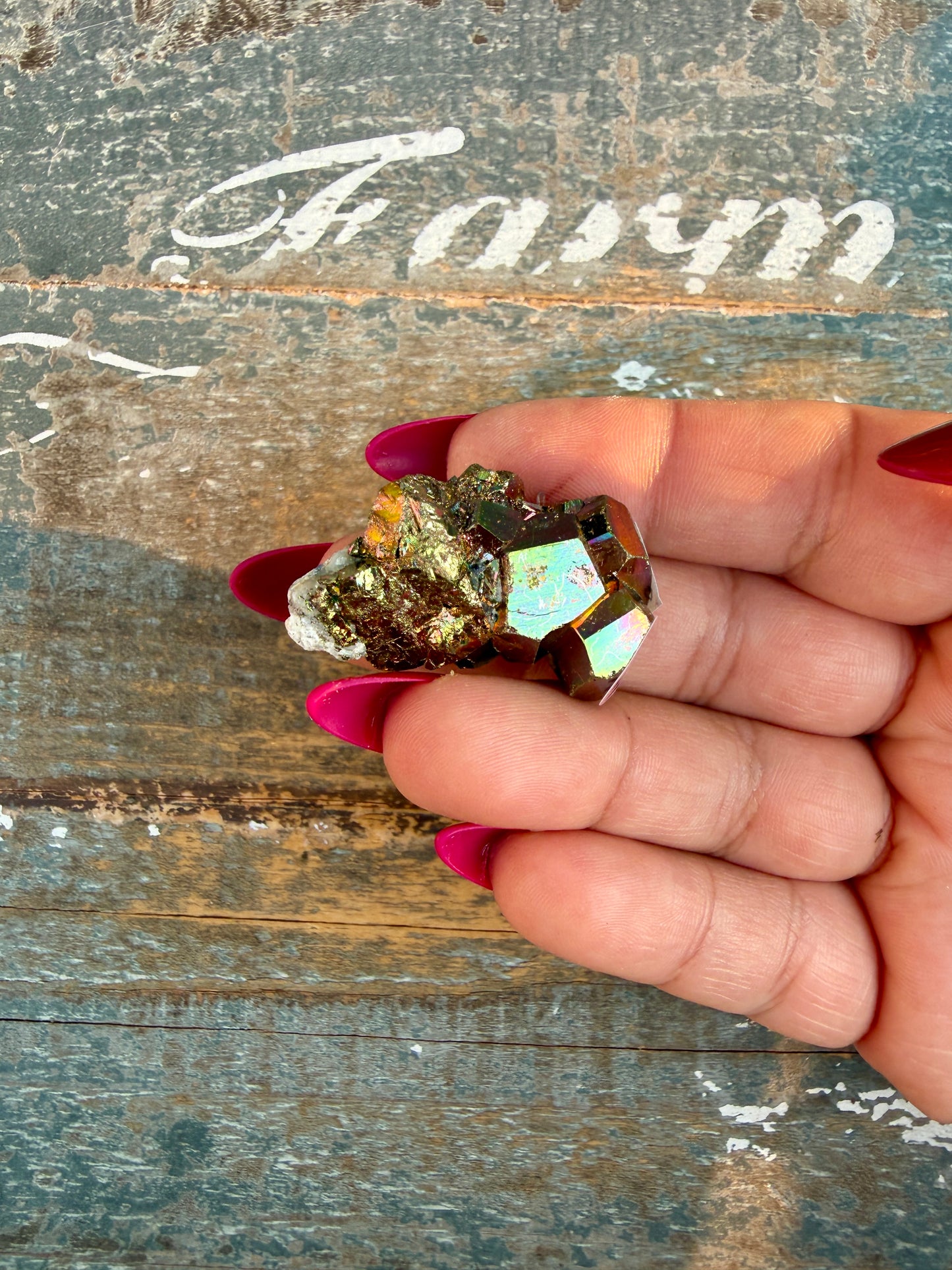 Gorgeous Cubic Pyrite with Natural Rainbow Iridescence from Indonesia | Opt 25