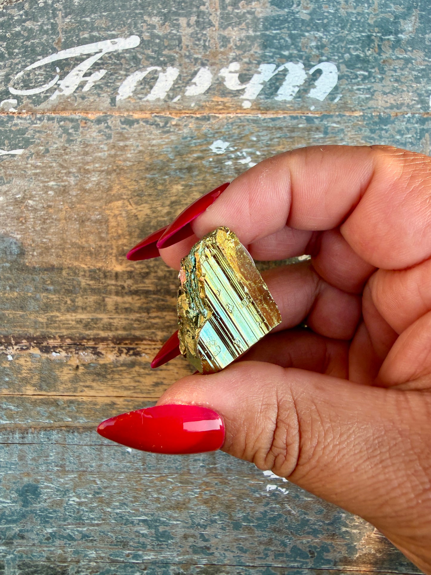 Gorgeous Cubic Pyrite with Natural Rainbow Iridescence from Indonesia | Opt 31