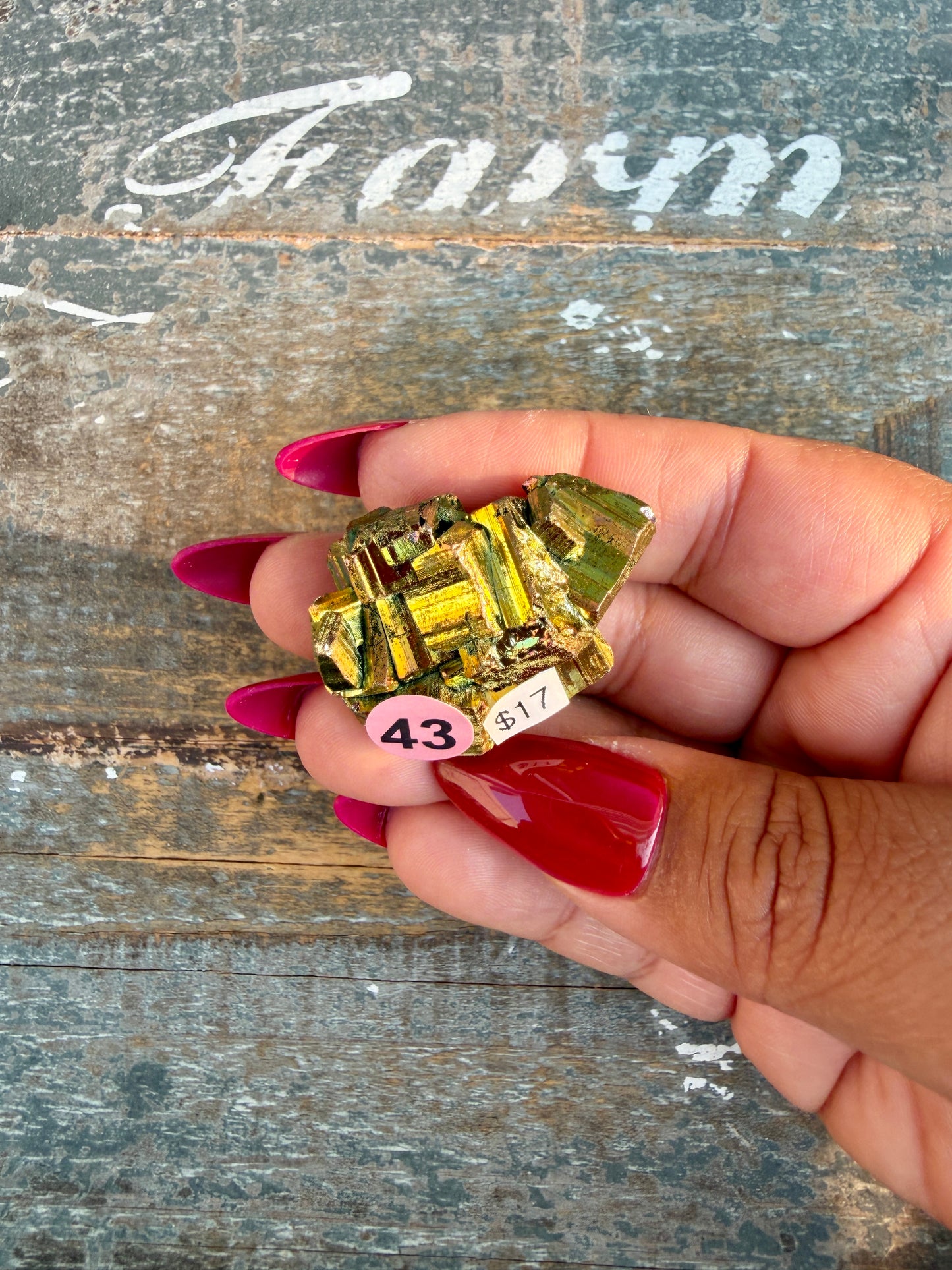 Gorgeous Cubic Pyrite with Natural Rainbow Iridescence from Indonesia | Opt 43