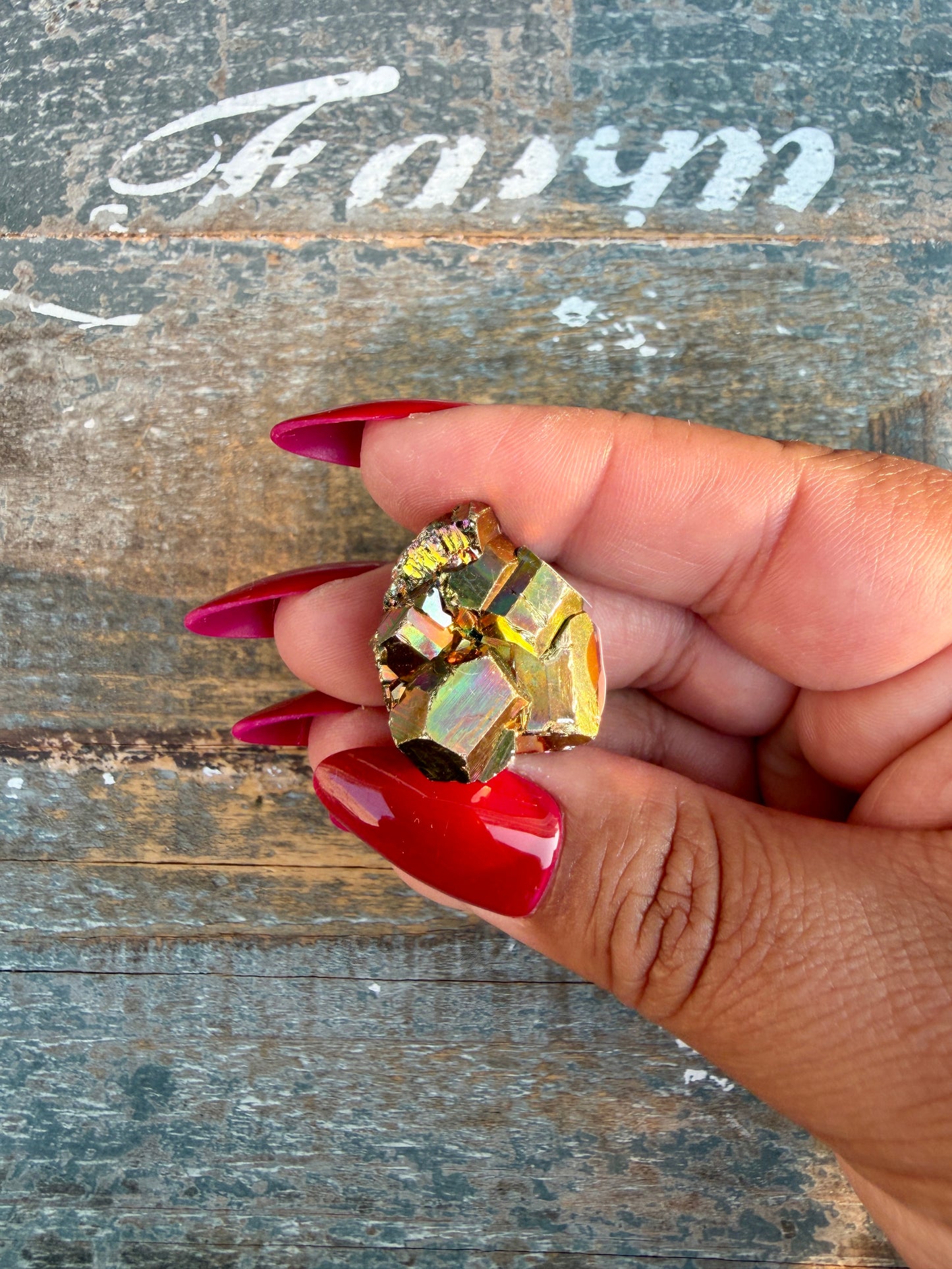 Gorgeous Cubic Pyrite with Natural Rainbow Iridescence from Indonesia | Opt 36