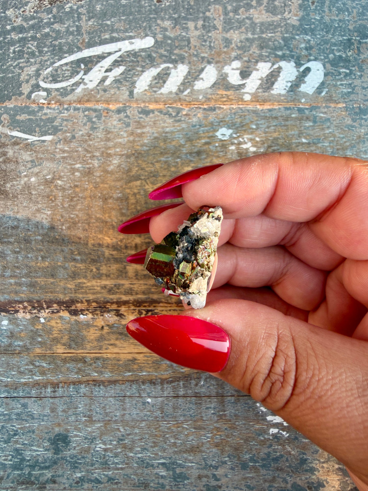 Gorgeous Cubic Pyrite with Natural Rainbow Iridescence from Indonesia | Opt 48