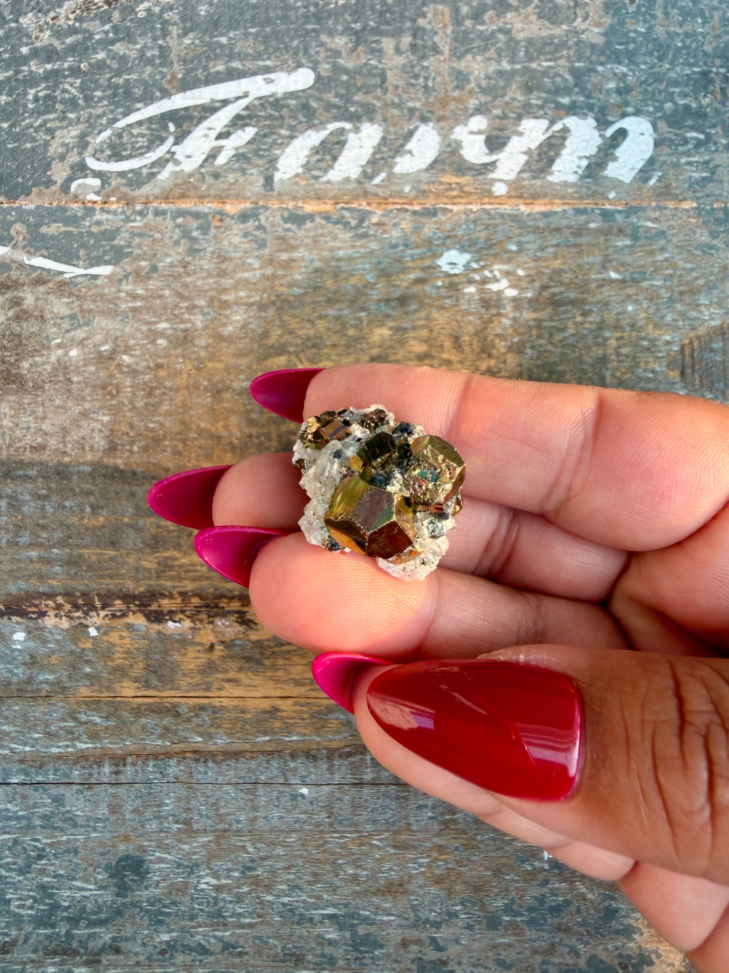 Gorgeous Cubic Pyrite with Natural Rainbow Iridescence from Indonesia | Opt 48