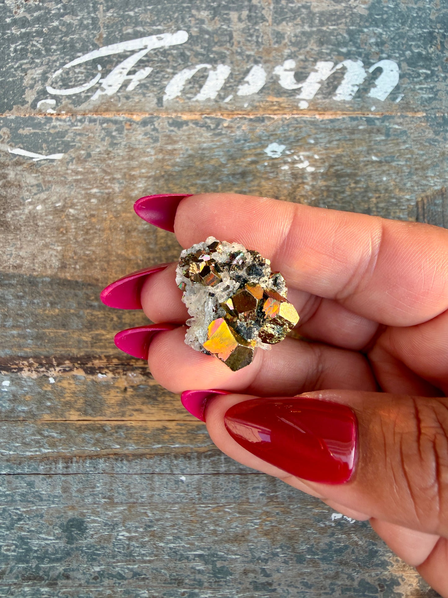 Gorgeous Cubic Pyrite with Natural Rainbow Iridescence from Indonesia | Opt 48