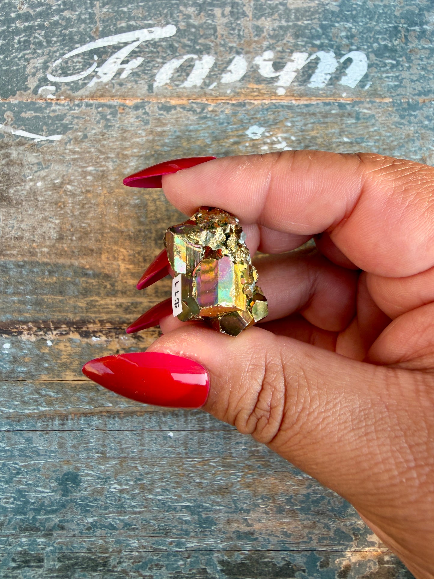 Gorgeous Cubic Pyrite with Natural Rainbow Iridescence from Indonesia | Opt 10
