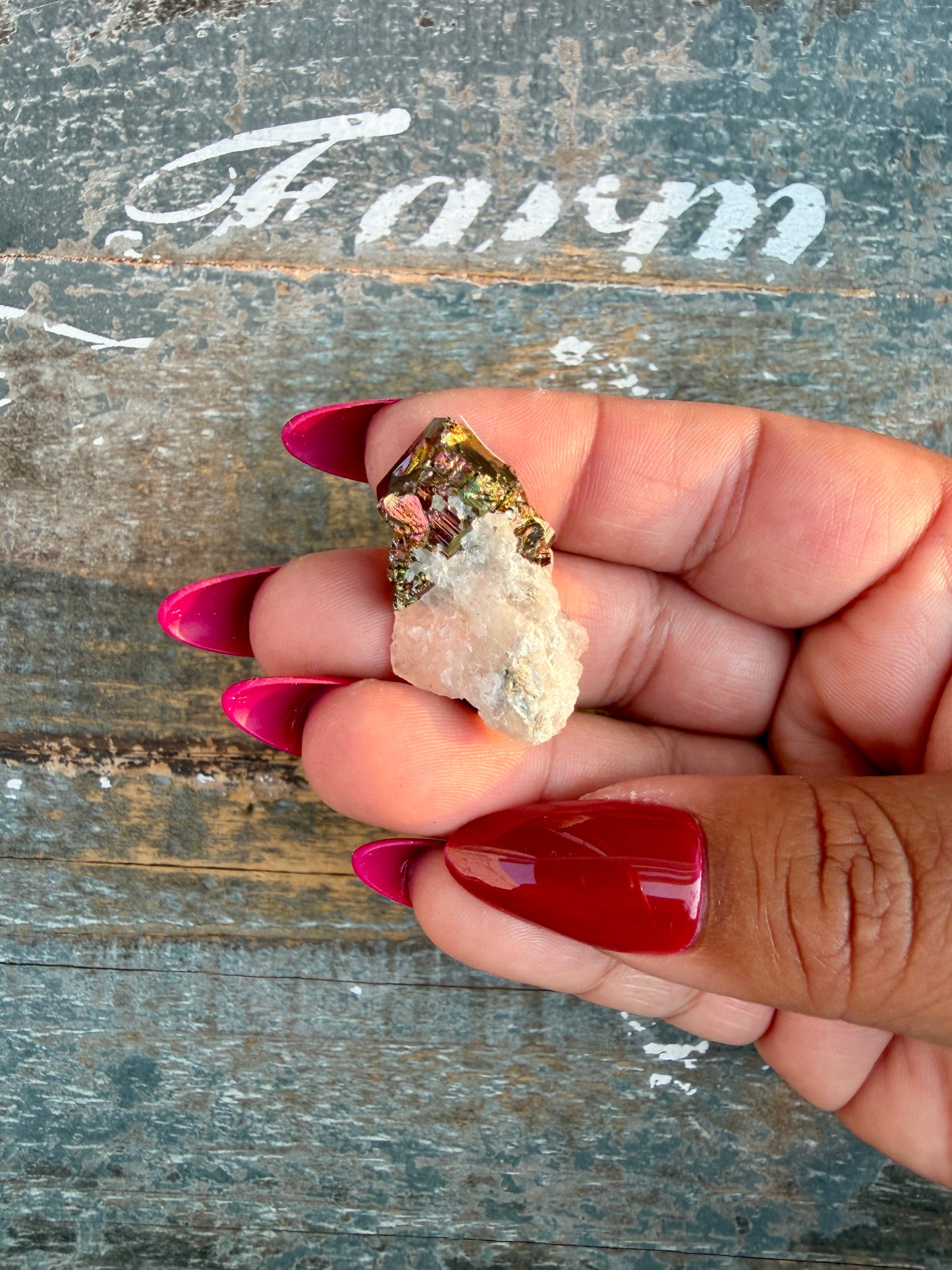 Gorgeous Cubic Pyrite with Natural Rainbow Iridescence from Indonesia | Opt 28