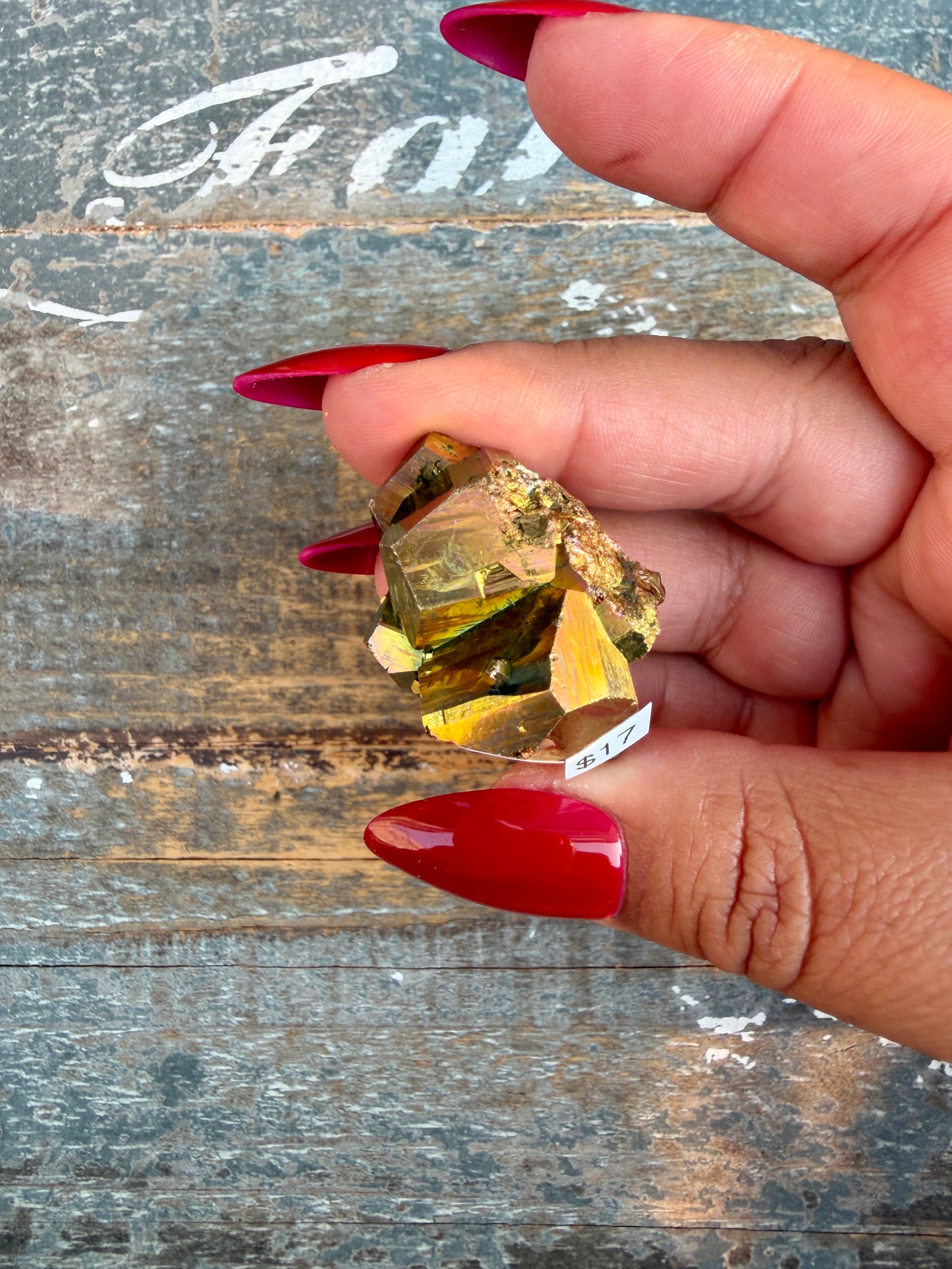 Gorgeous Cubic Pyrite with Natural Rainbow Iridescence from Indonesia | Opt 35