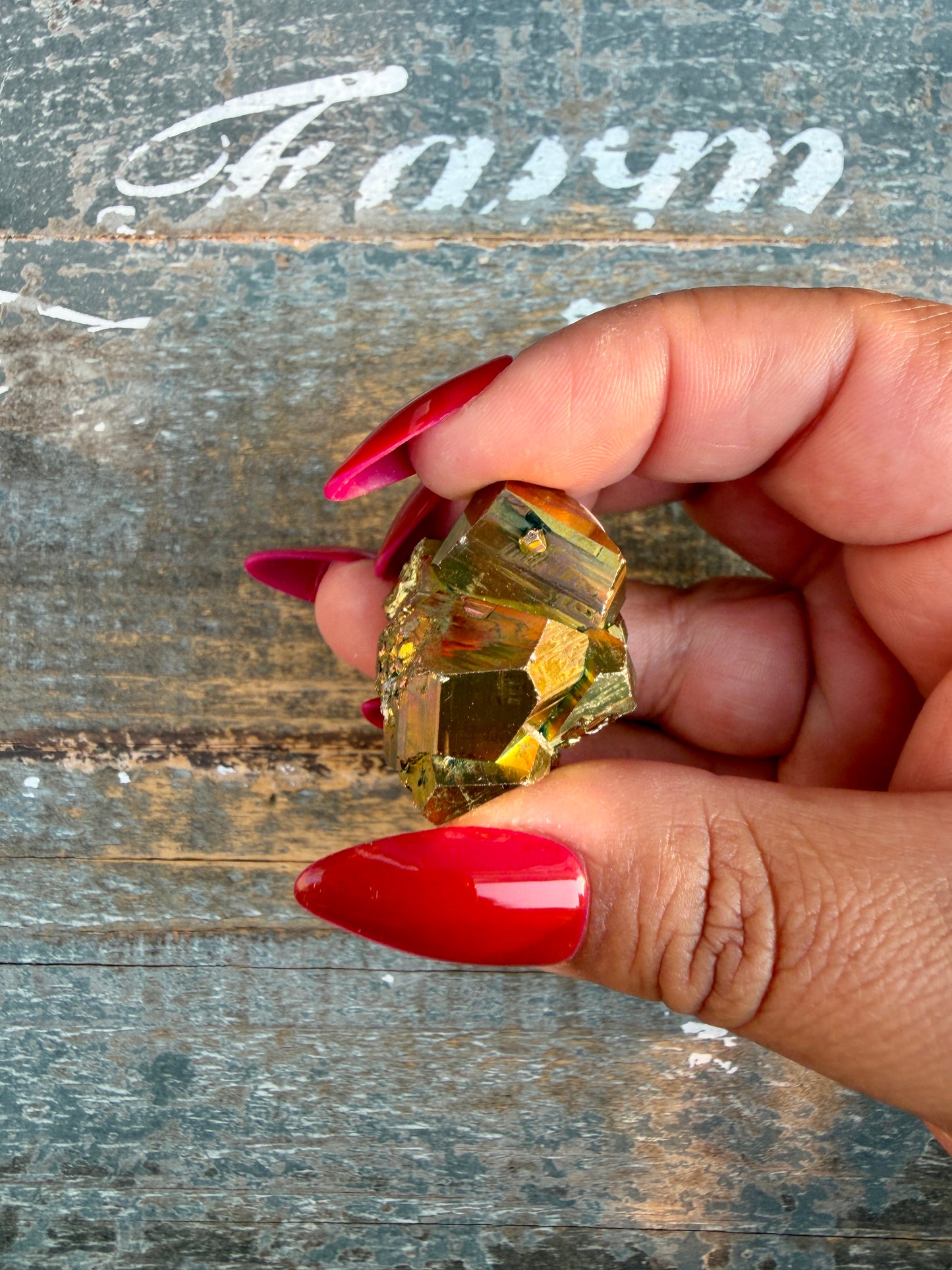 Gorgeous Cubic Pyrite with Natural Rainbow Iridescence from Indonesia | Opt 35