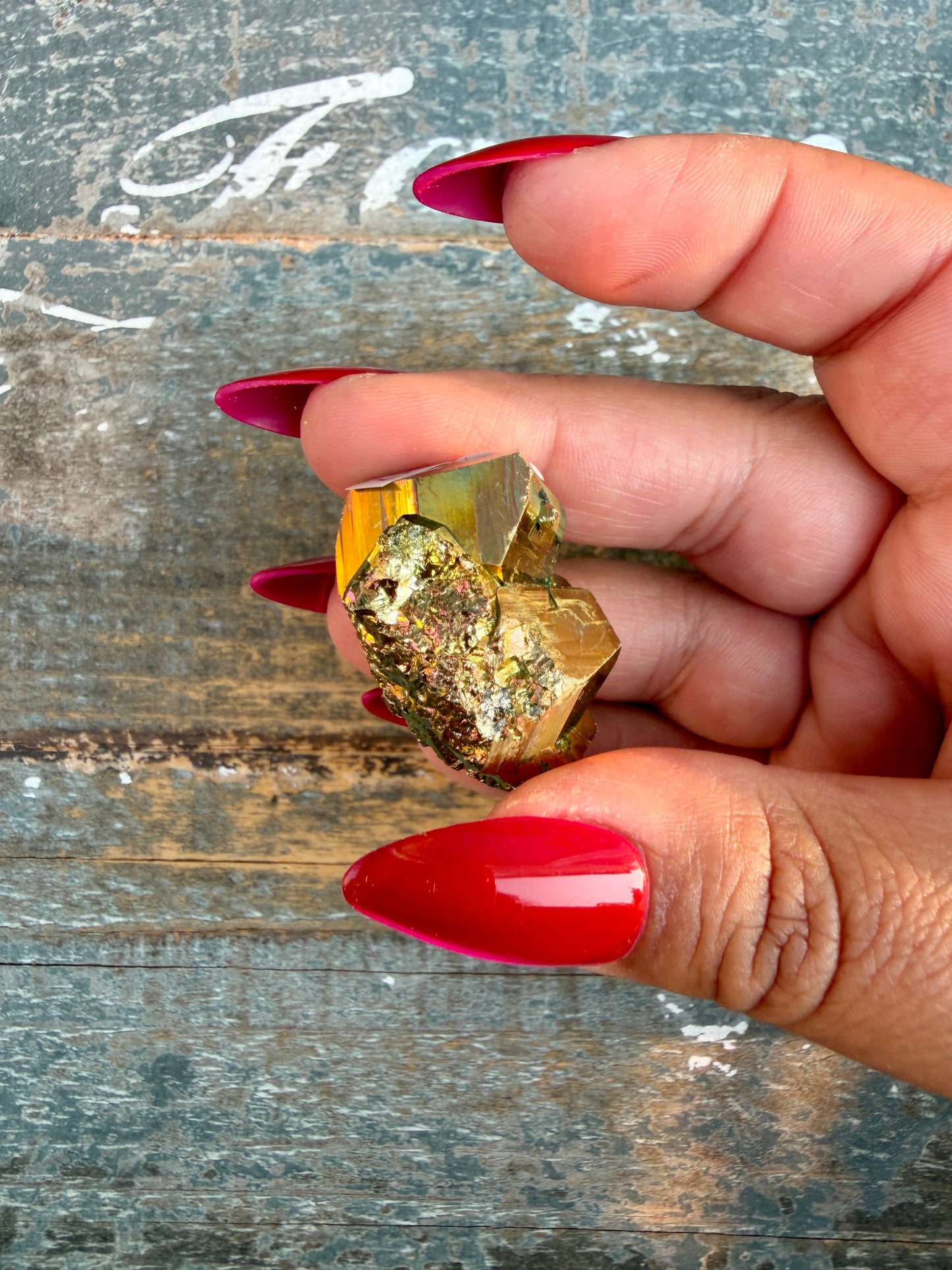 Gorgeous Cubic Pyrite with Natural Rainbow Iridescence from Indonesia | Opt 35