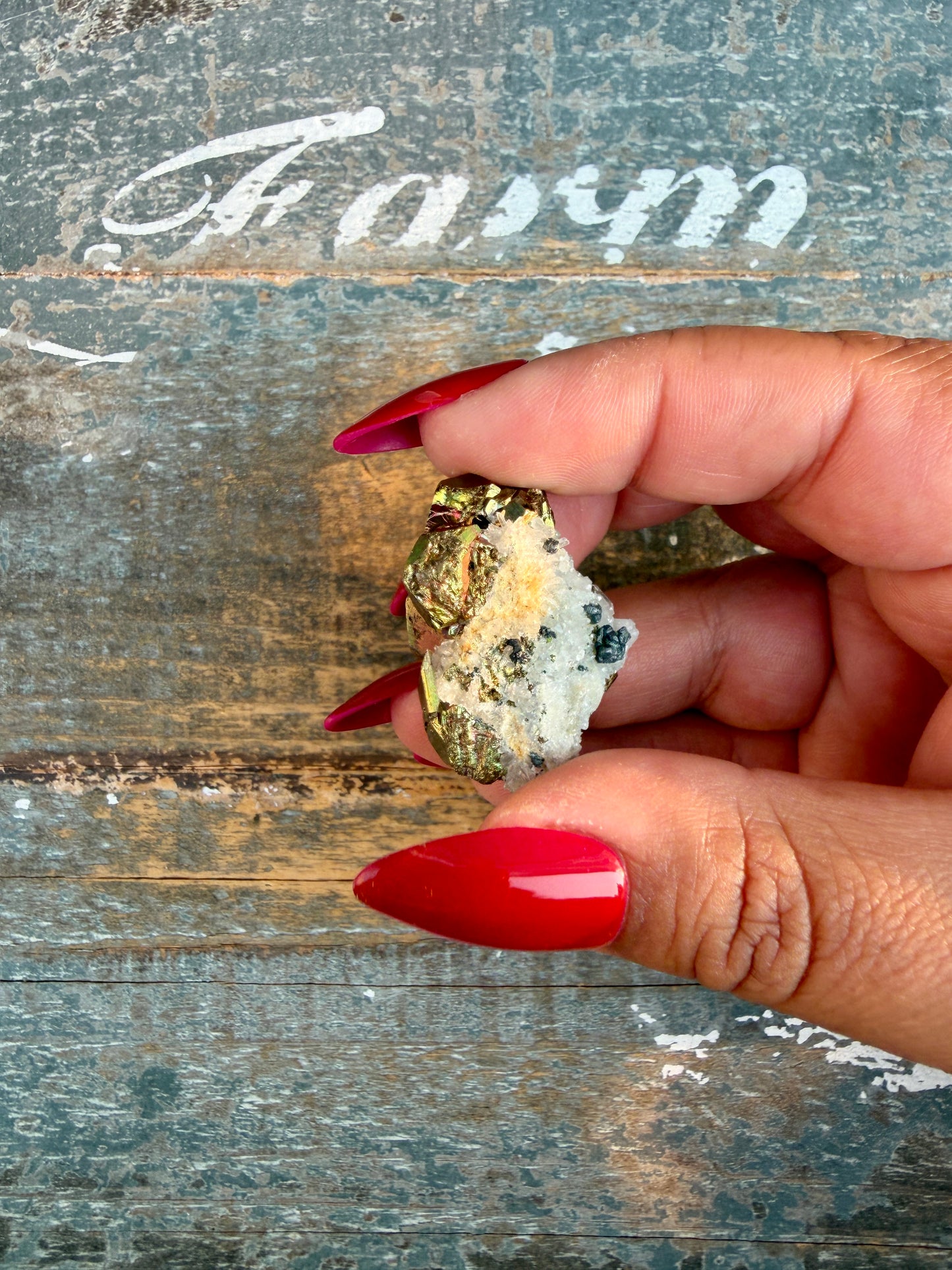 Gorgeous Cubic Pyrite with Natural Rainbow Iridescence from Indonesia | Opt 38