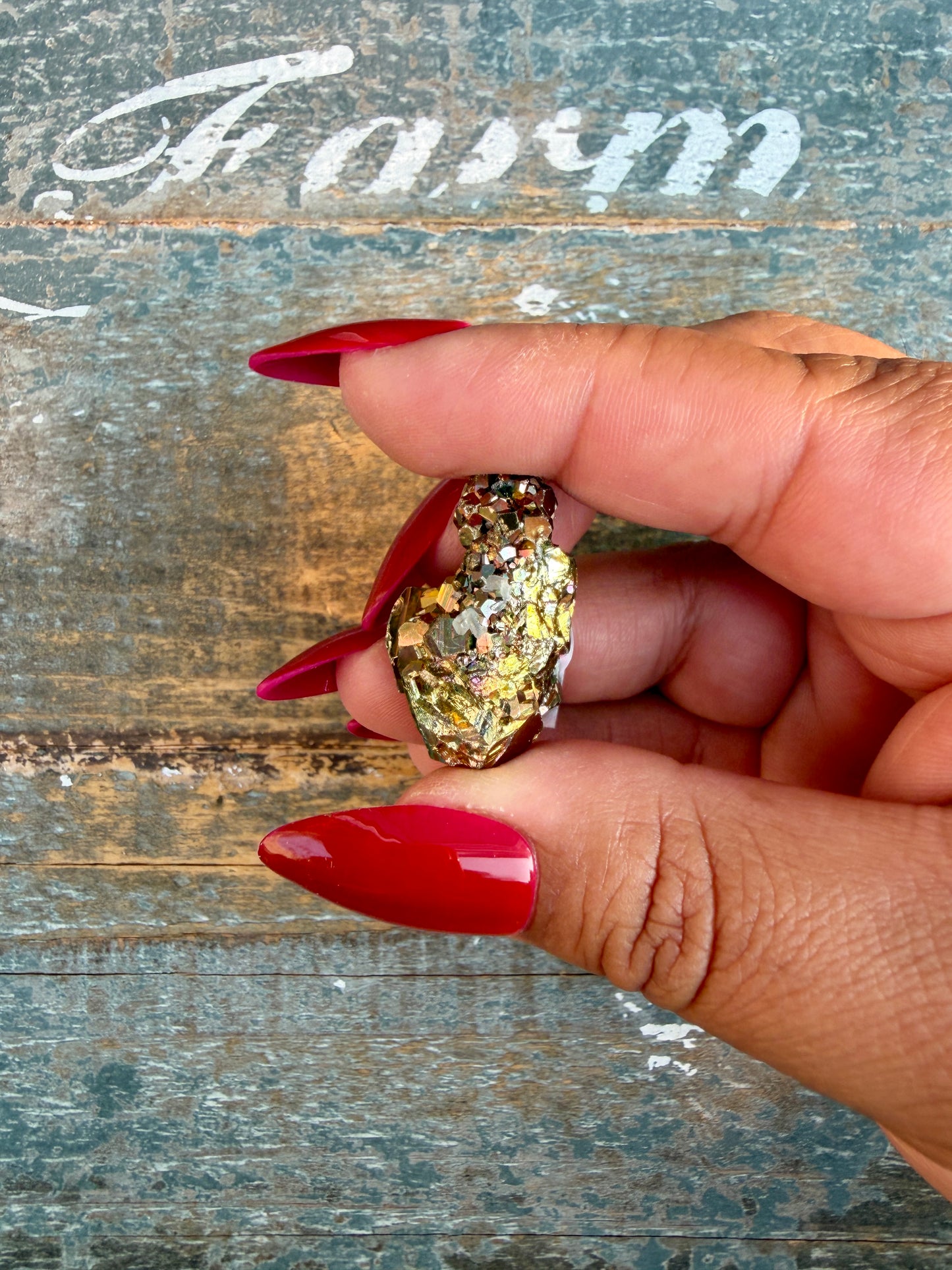Gorgeous Cubic Pyrite with Natural Rainbow Iridescence from Indonesia | Opt 8