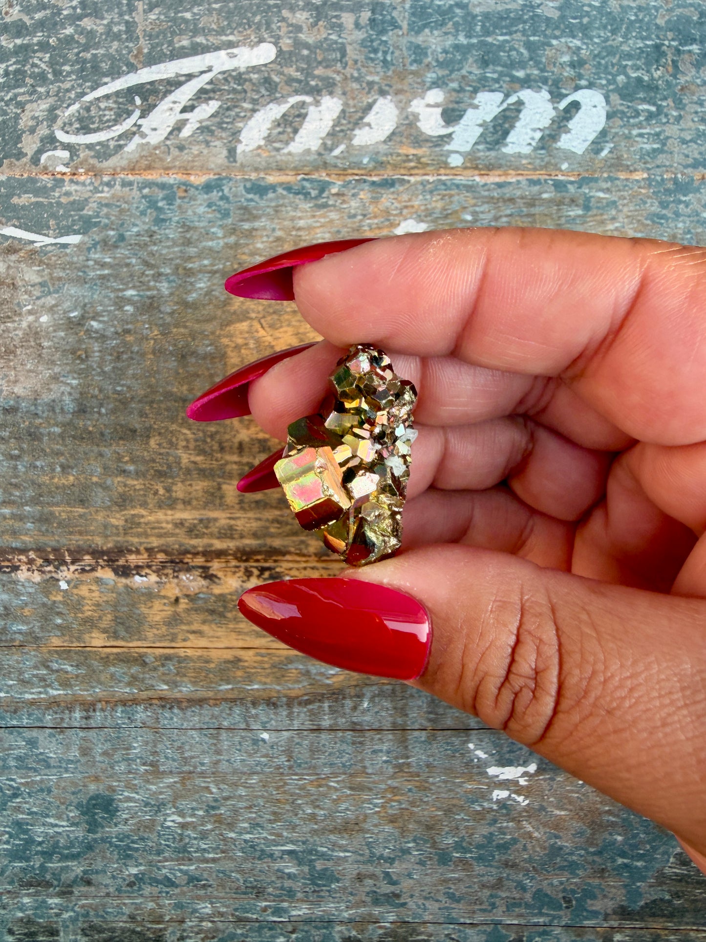 Gorgeous Cubic Pyrite with Natural Rainbow Iridescence from Indonesia | Opt 8