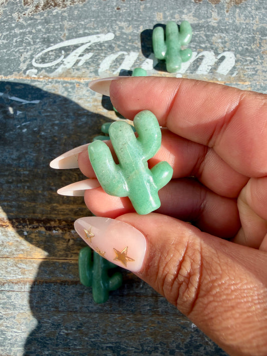 One (1) Adorable Green Aventurine Cactus Carving | Intuitively Chosen