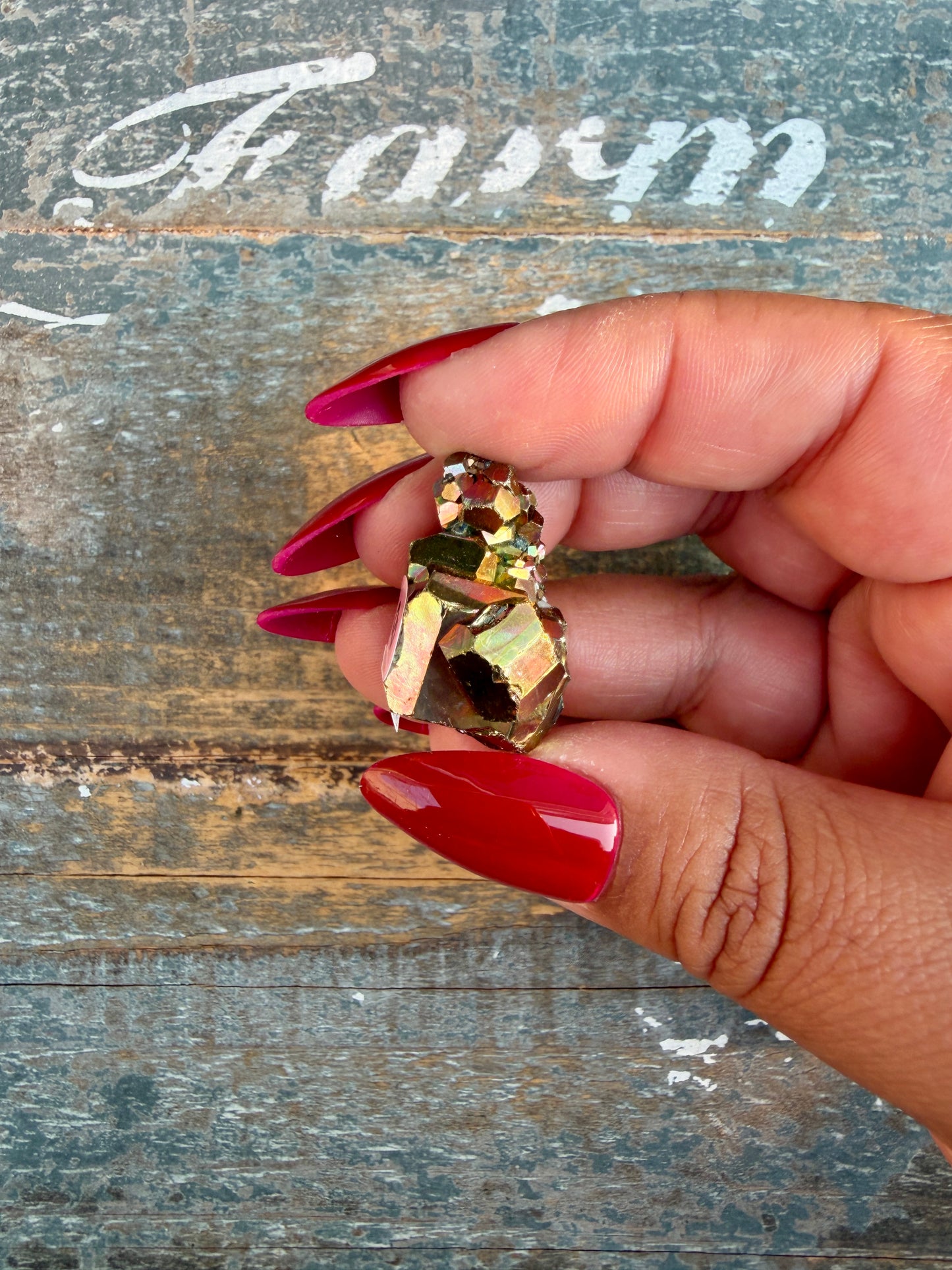 Gorgeous Cubic Pyrite with Natural Rainbow Iridescence from Indonesia | Opt 8
