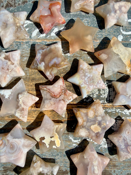 One (1) Beautiful Flower Agate Star Carving | Madagascar | Intuitively Chosen