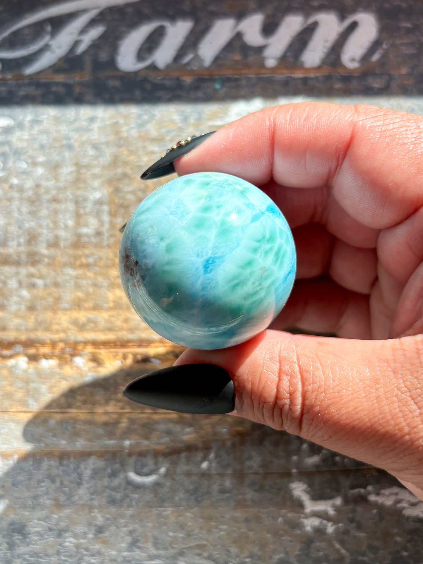 Rare A Grade Larimar Sphere – Handpicked from the Dominican Republic