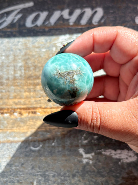 Rare A Grade Larimar Sphere – Handpicked from the Dominican Republic