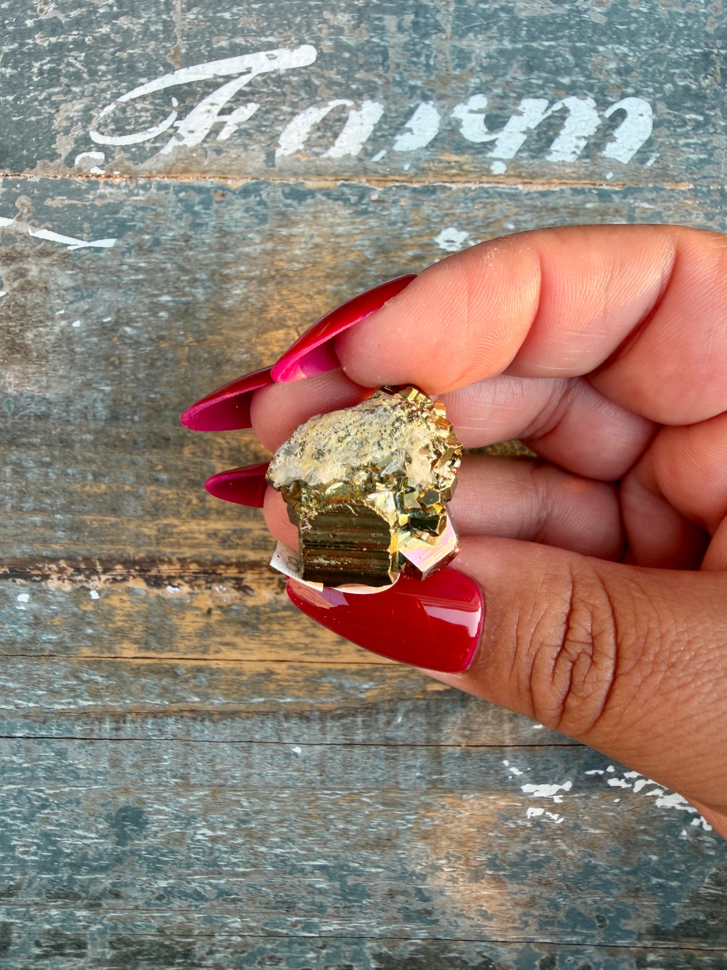 Gorgeous Cubic Pyrite with Natural Rainbow Iridescence from Indonesia | Opt 40