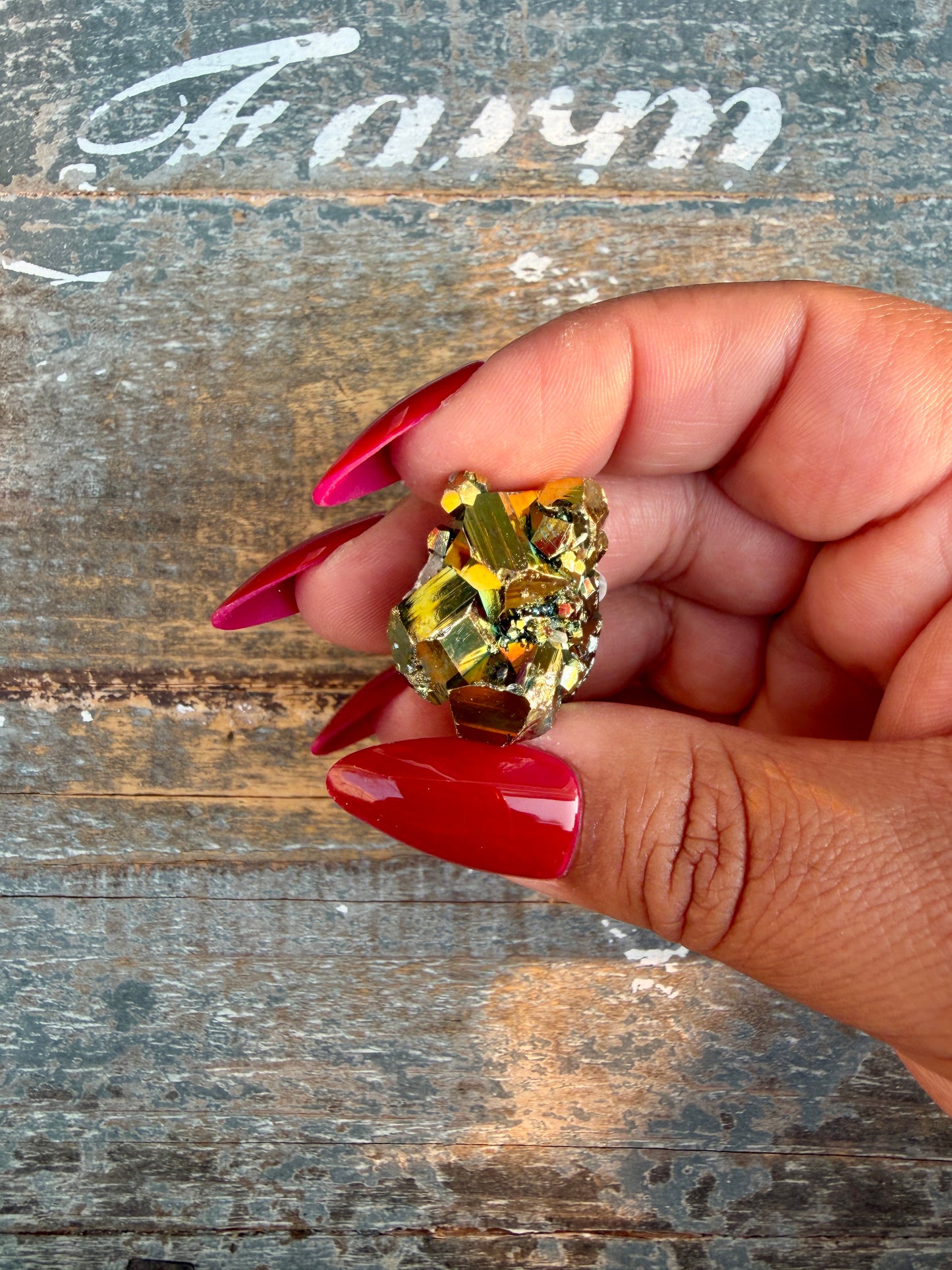 Gorgeous Cubic Pyrite with Natural Rainbow Iridescence from Indonesia | Opt 19