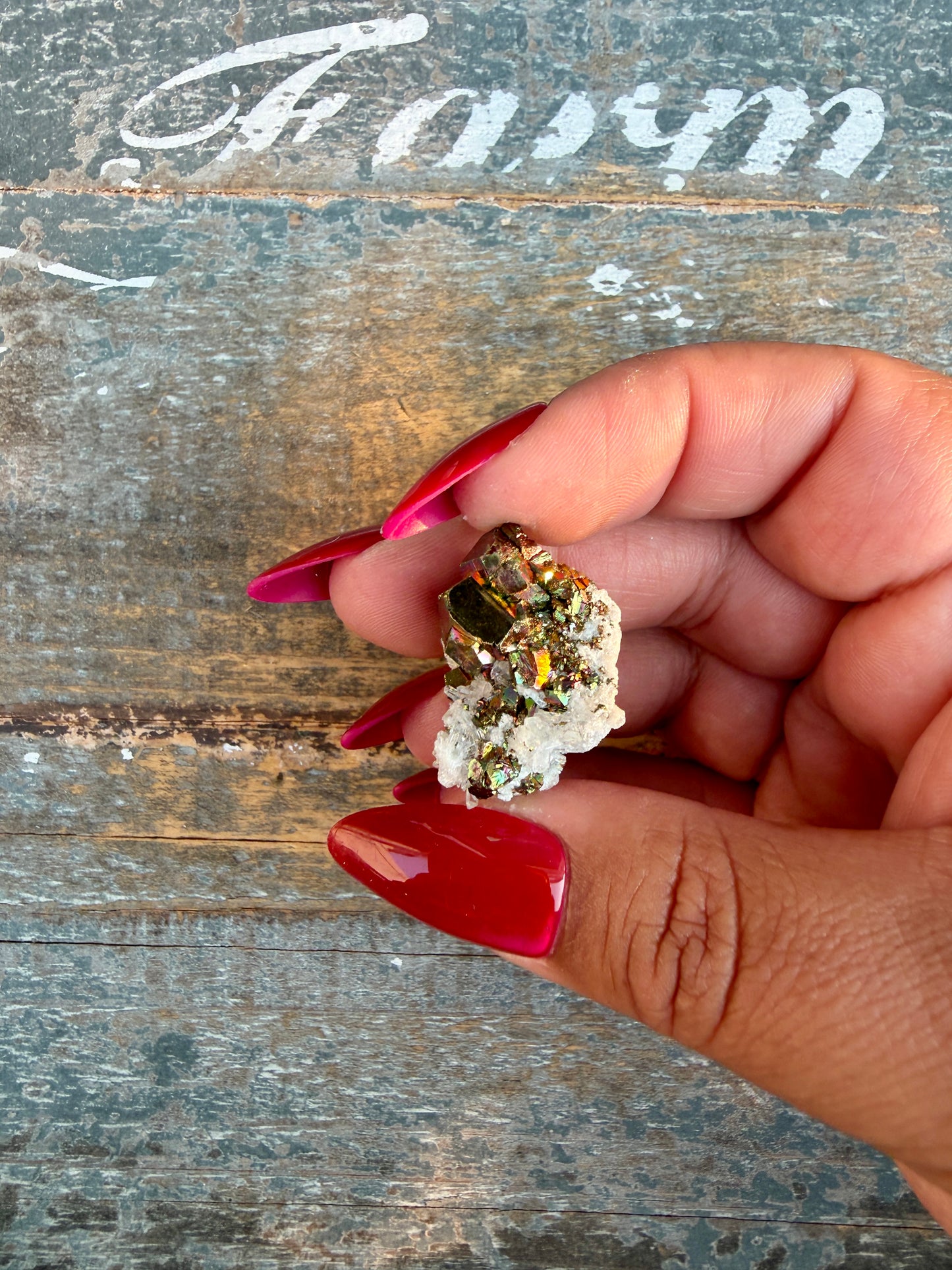 Gorgeous Cubic Pyrite with Natural Rainbow Iridescence from Indonesia | Opt 11