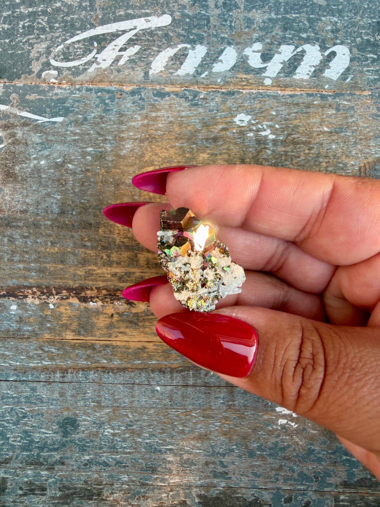 Gorgeous Cubic Pyrite with Natural Rainbow Iridescence from Indonesia | Opt 11
