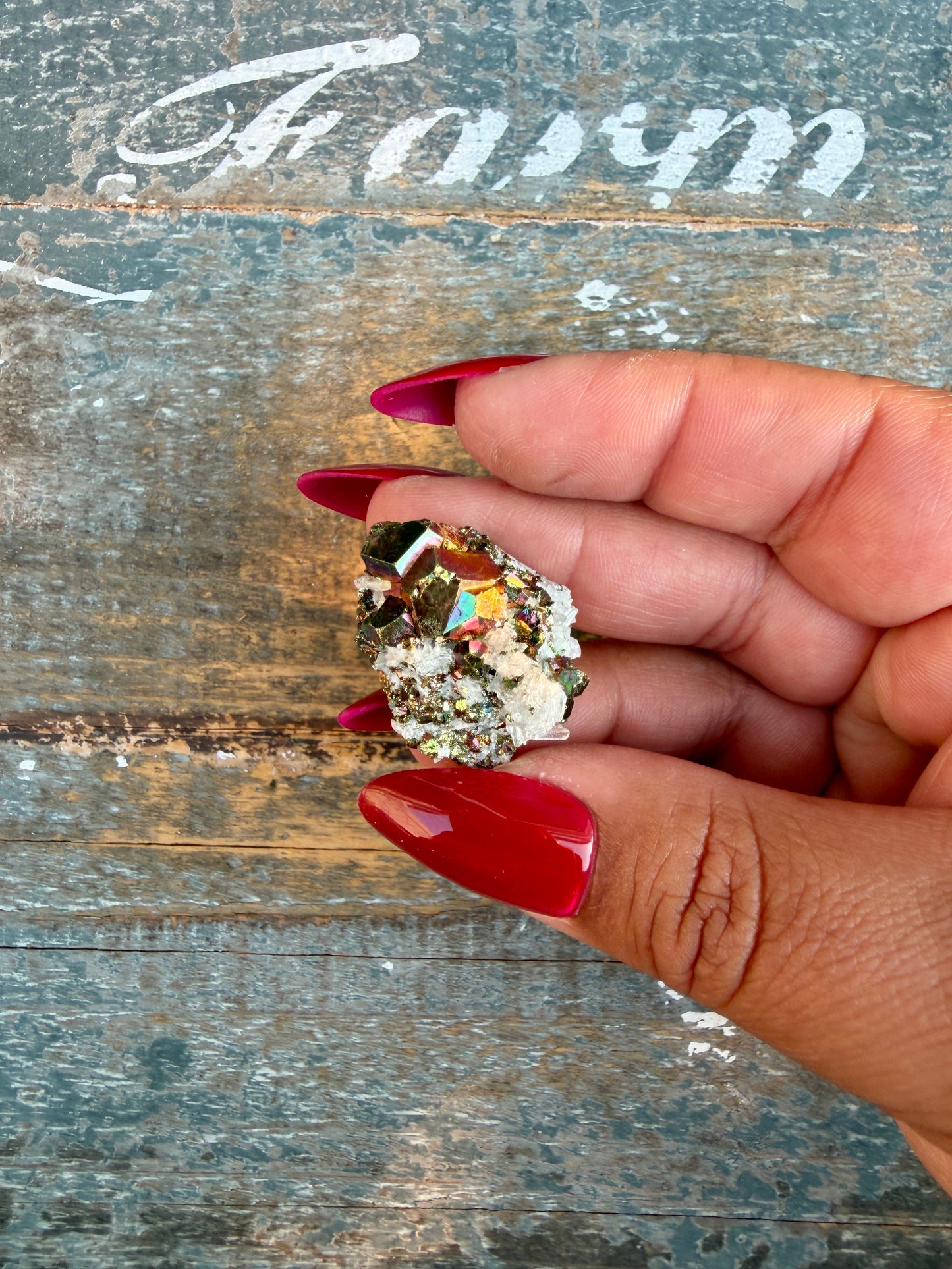 Gorgeous Cubic Pyrite with Natural Rainbow Iridescence from Indonesia | Opt 11