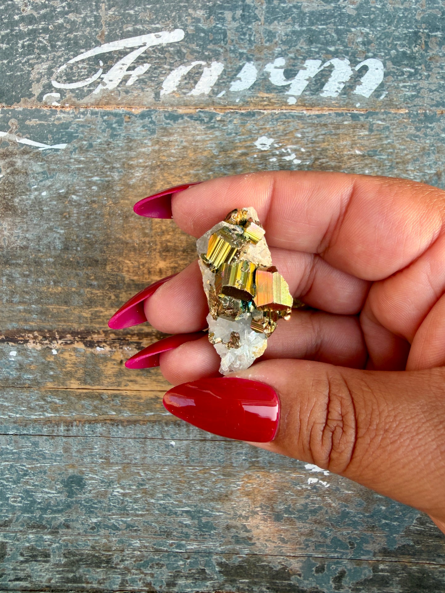 Gorgeous Cubic Pyrite with Natural Rainbow Iridescence from Indonesia | Opt 3