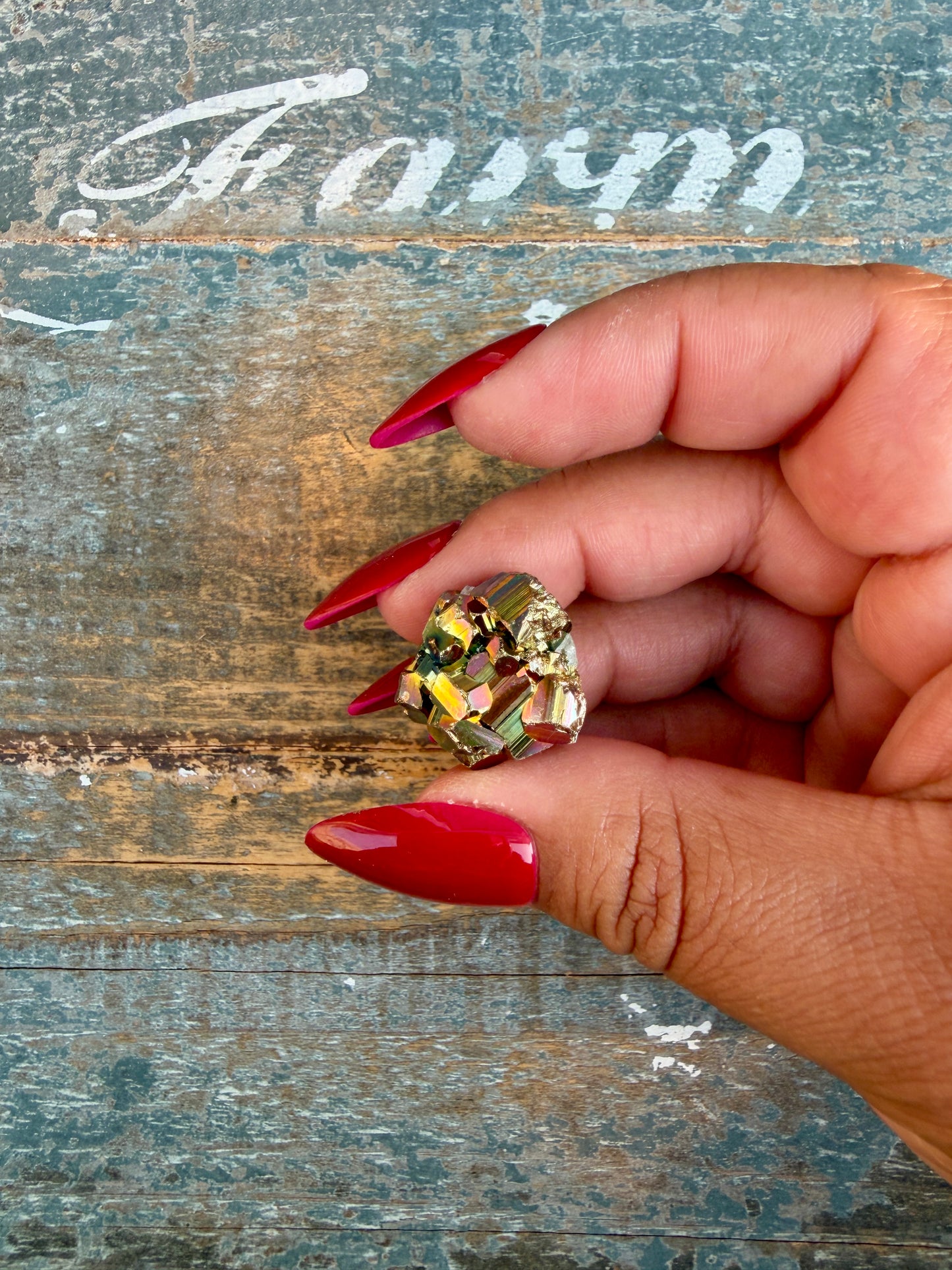 Gorgeous Cubic Pyrite with Natural Rainbow Iridescence from Indonesia | Opt 15