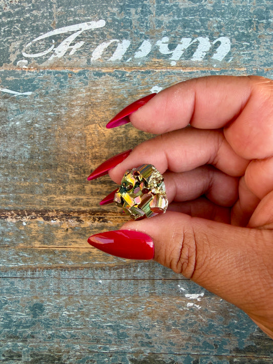 Gorgeous Cubic Pyrite with Natural Rainbow Iridescence from Indonesia | Opt 15