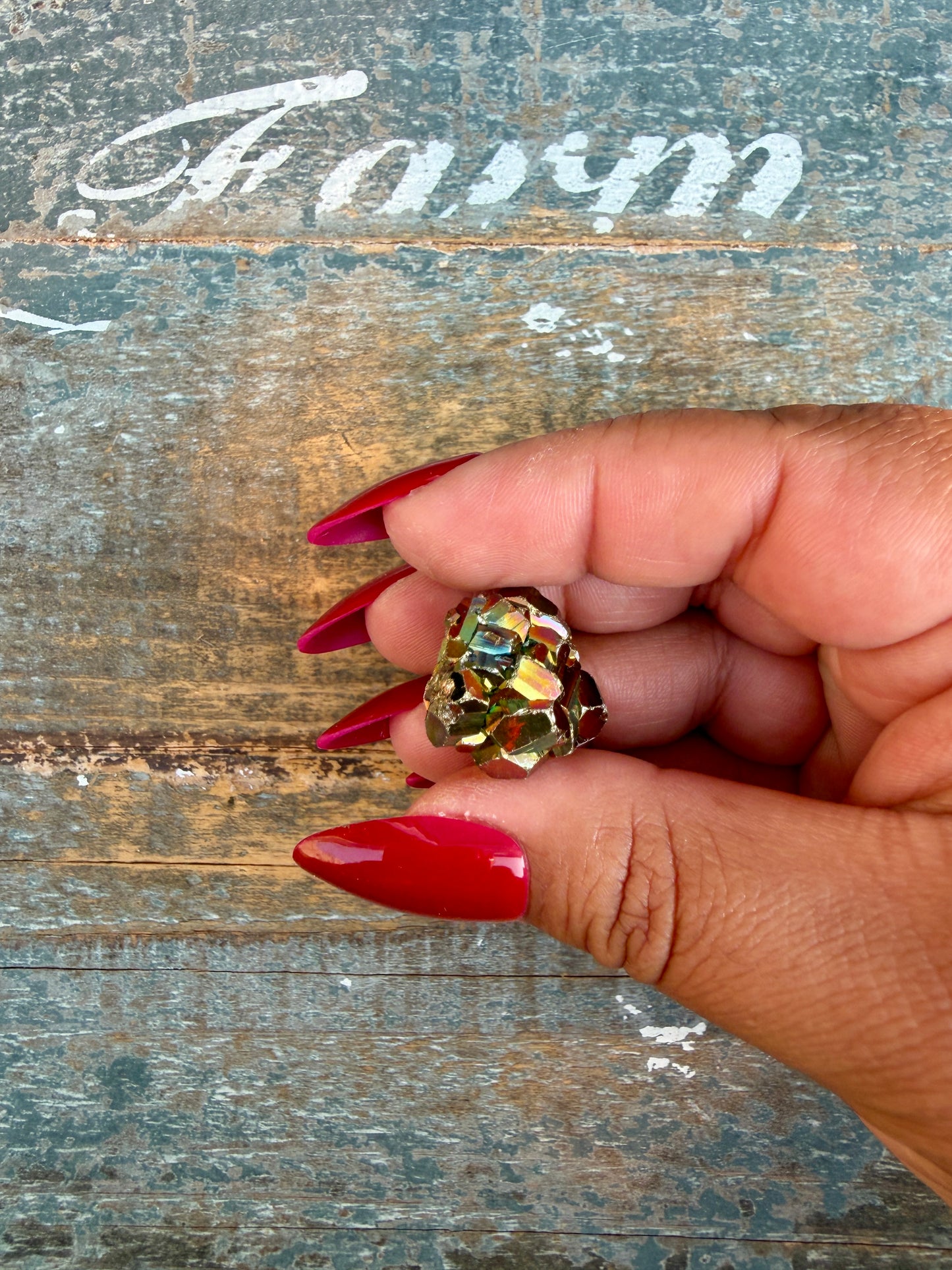 Gorgeous Cubic Pyrite with Natural Rainbow Iridescence from Indonesia | Opt 15