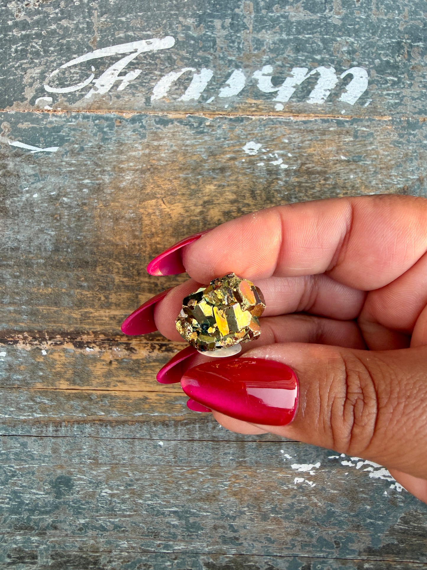 Gorgeous Cubic Pyrite with Natural Rainbow Iridescence from Indonesia | Opt 15