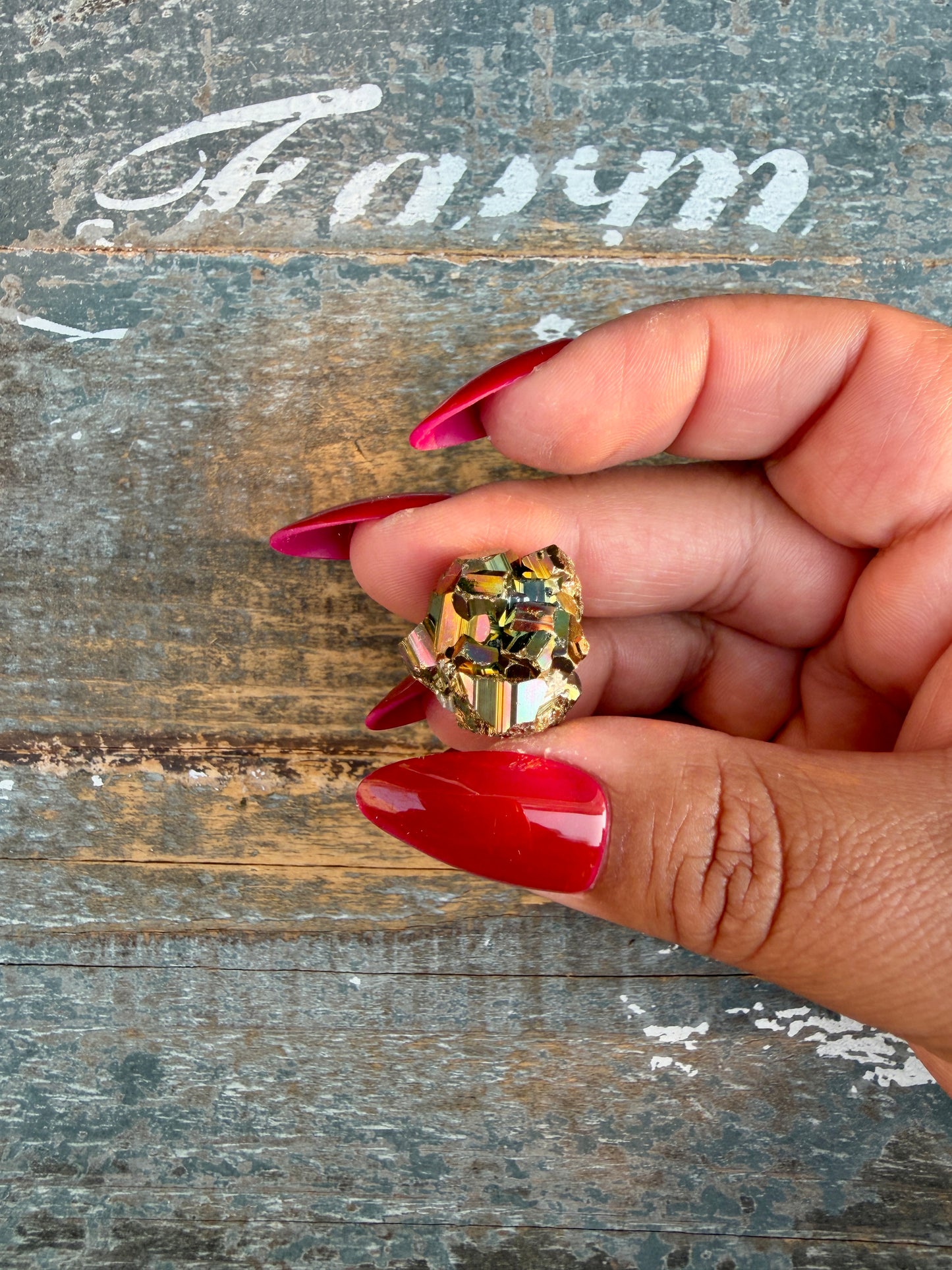 Gorgeous Cubic Pyrite with Natural Rainbow Iridescence from Indonesia | Opt 15