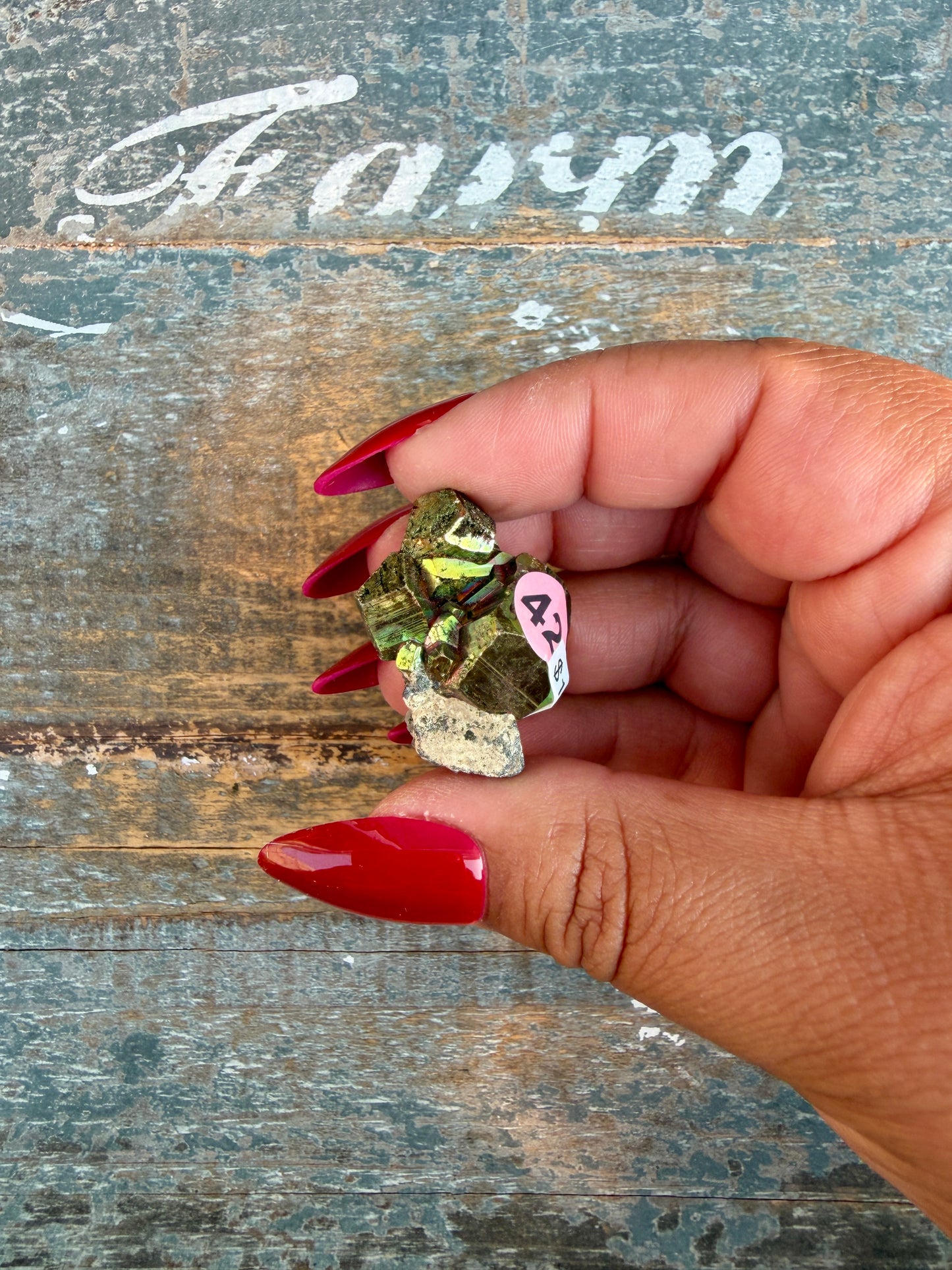 Gorgeous Cubic Pyrite with Natural Rainbow Iridescence from Indonesia | Opt 42