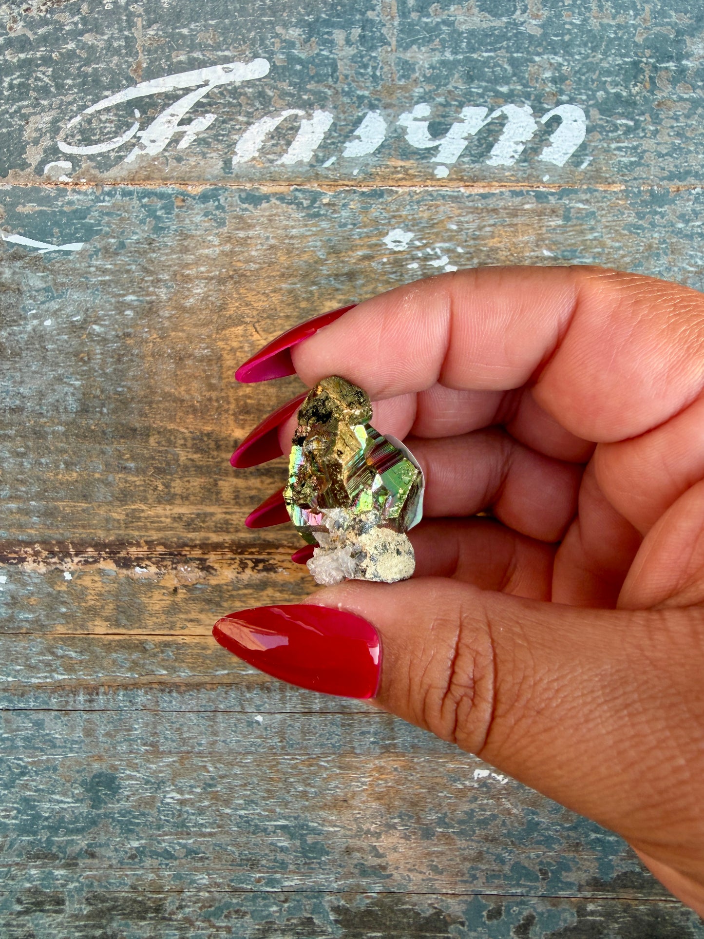 Gorgeous Cubic Pyrite with Natural Rainbow Iridescence from Indonesia | Opt 42