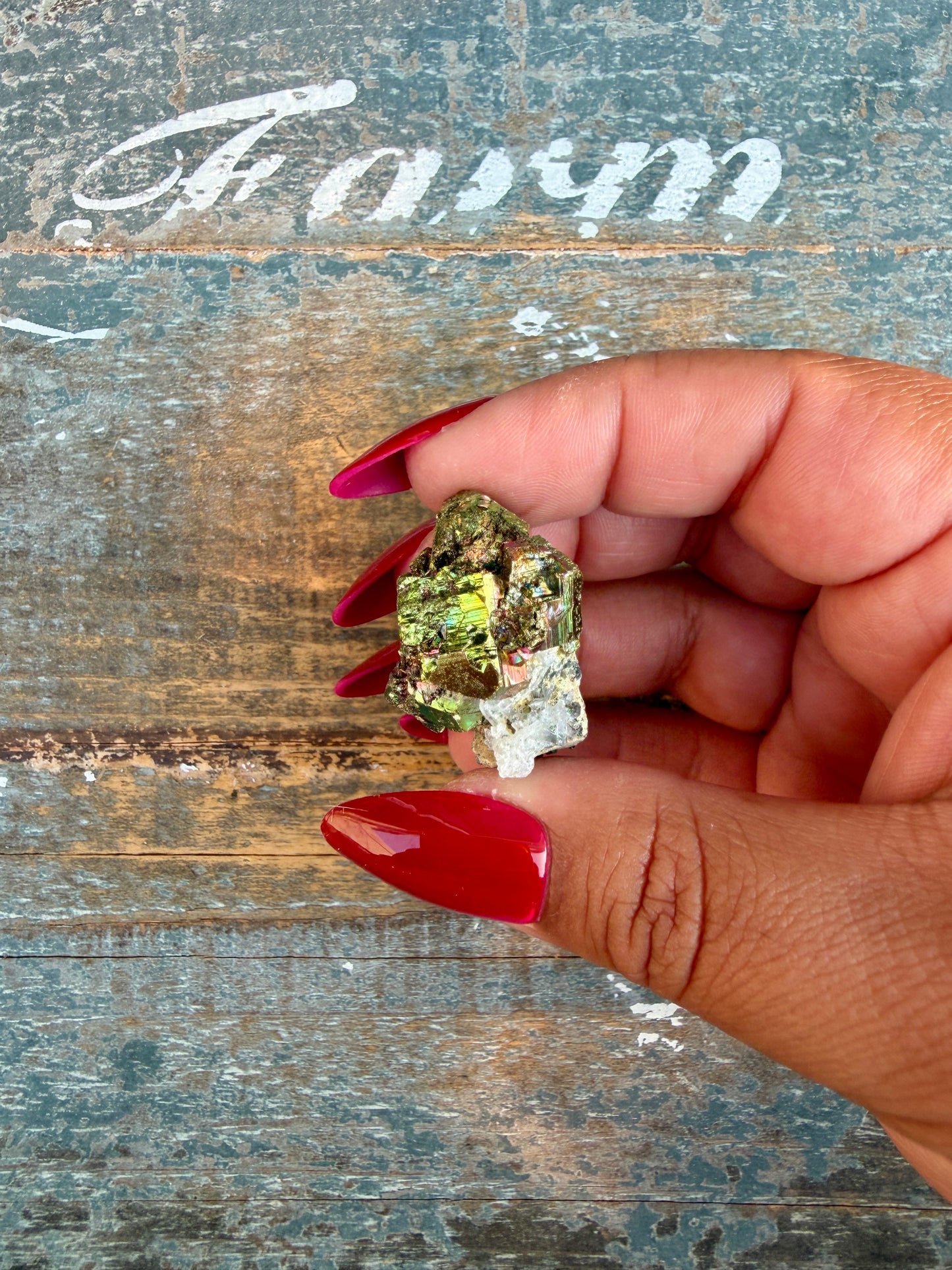 Gorgeous Cubic Pyrite with Natural Rainbow Iridescence from Indonesia | Opt 42