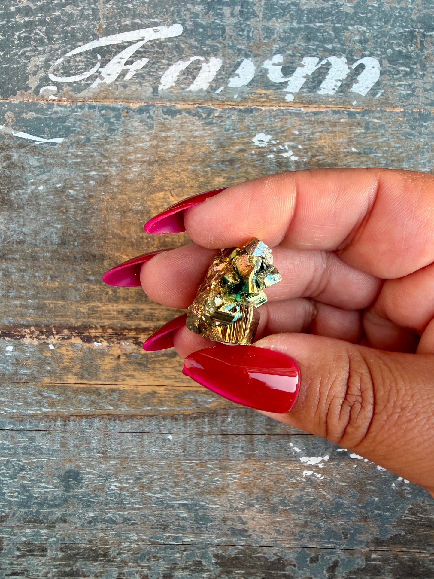 Gorgeous Cubic Pyrite with Natural Rainbow Iridescence from Indonesia | Opt 46
