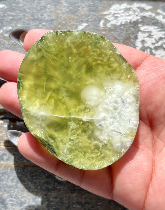 Gorgeous AAA Prehnite Polished Slab from Australia *Tucson Gem Show Exclusive*