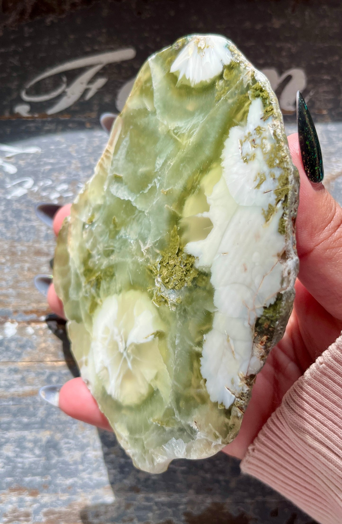 Gorgeous AAA Prehnite Polished Slab from Australia *Tucson Gem Show Exclusive*