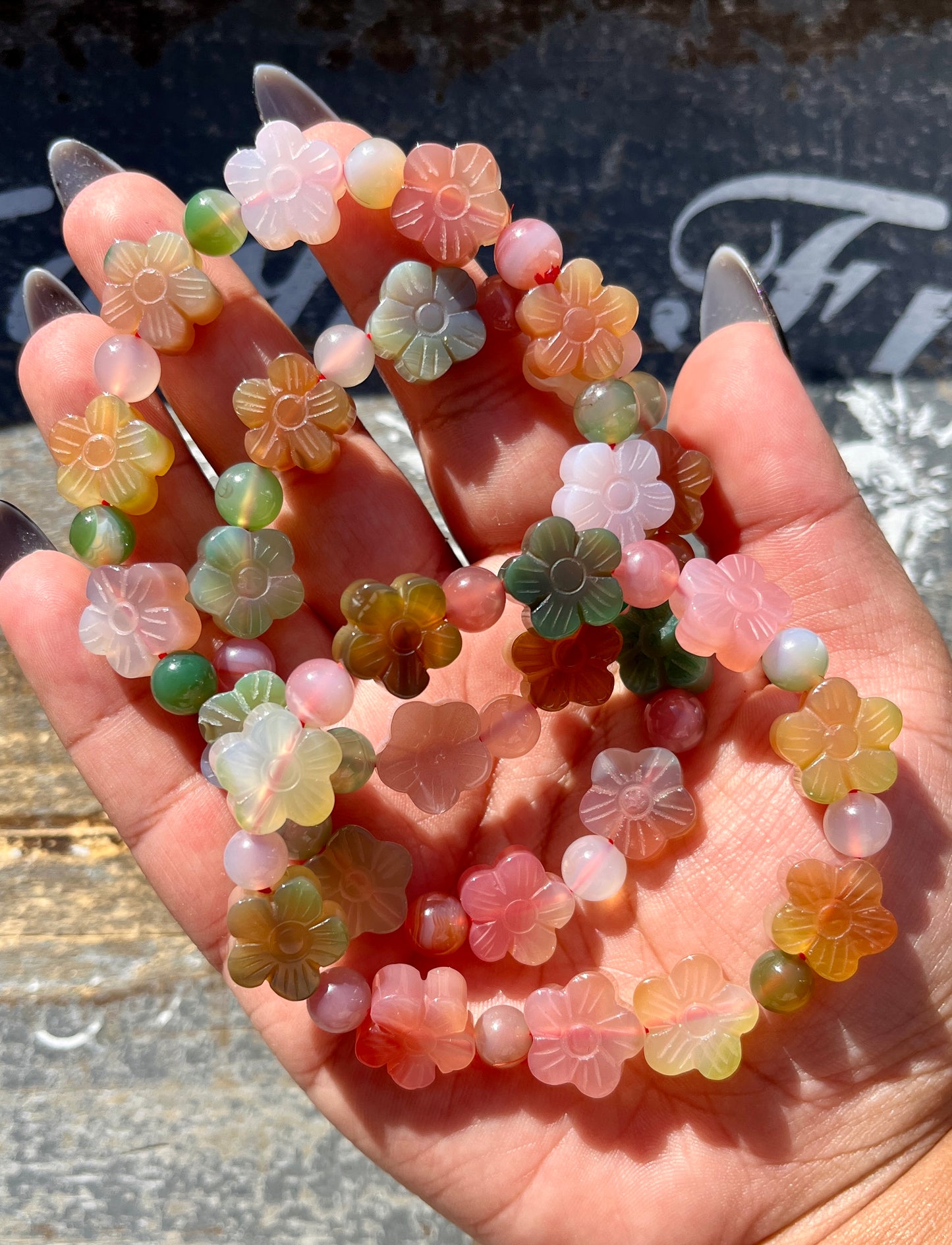 One (1) Gorgeous Colorful Yanyuan Agate Flower Bracelet