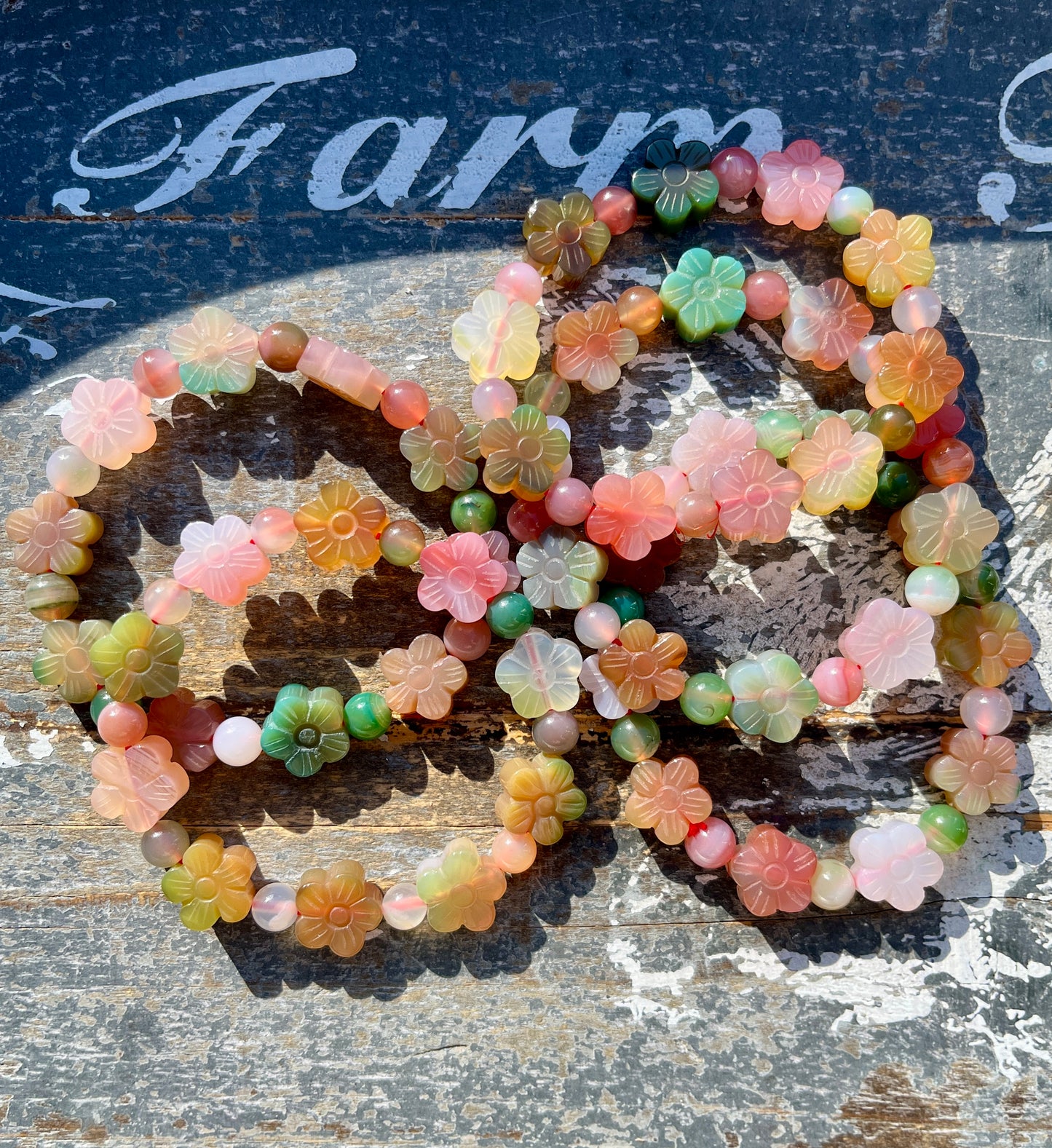 One (1) Gorgeous Colorful Yanyuan Agate Flower Bracelet